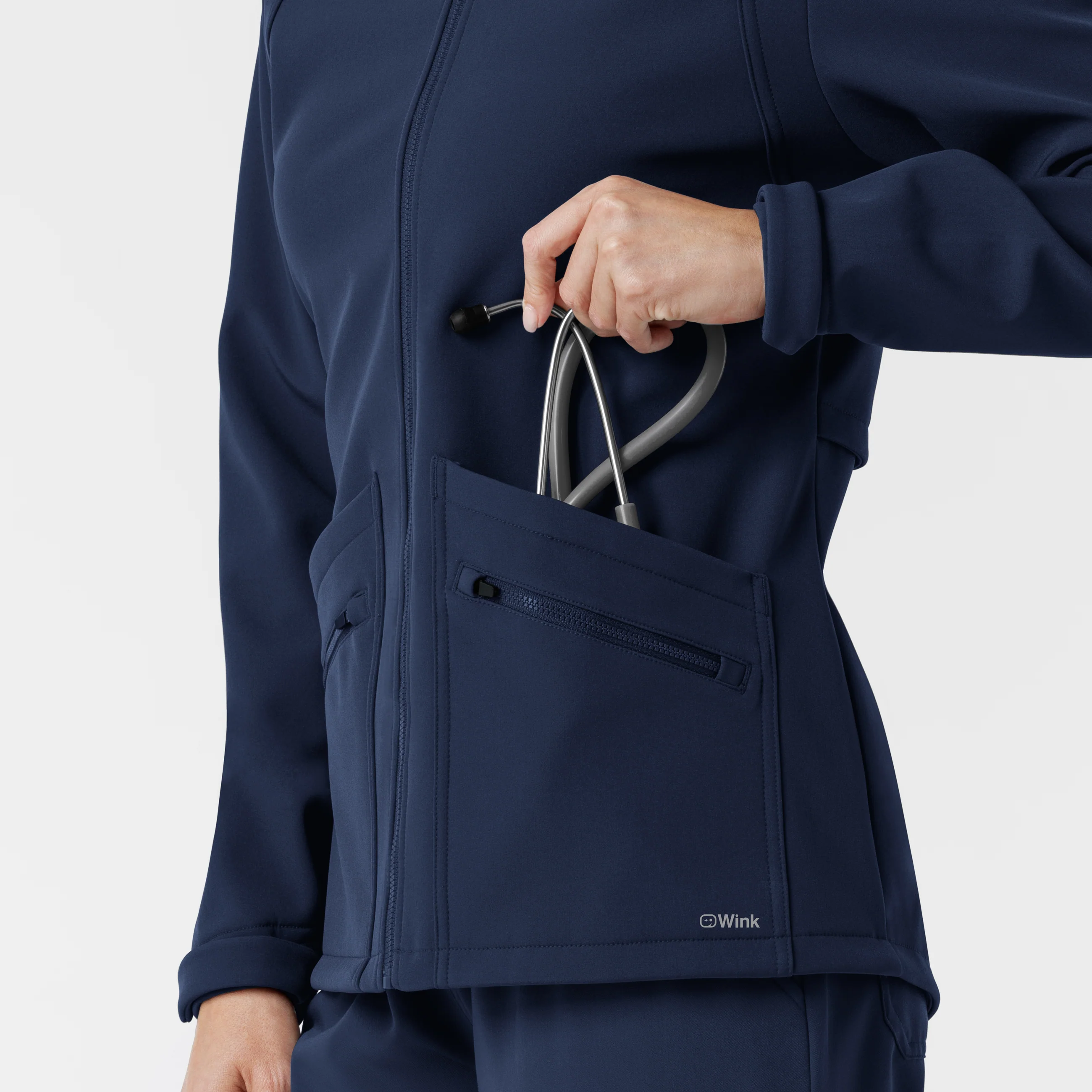 Women's Softshell Scrub Jacket - Navy - Image 8