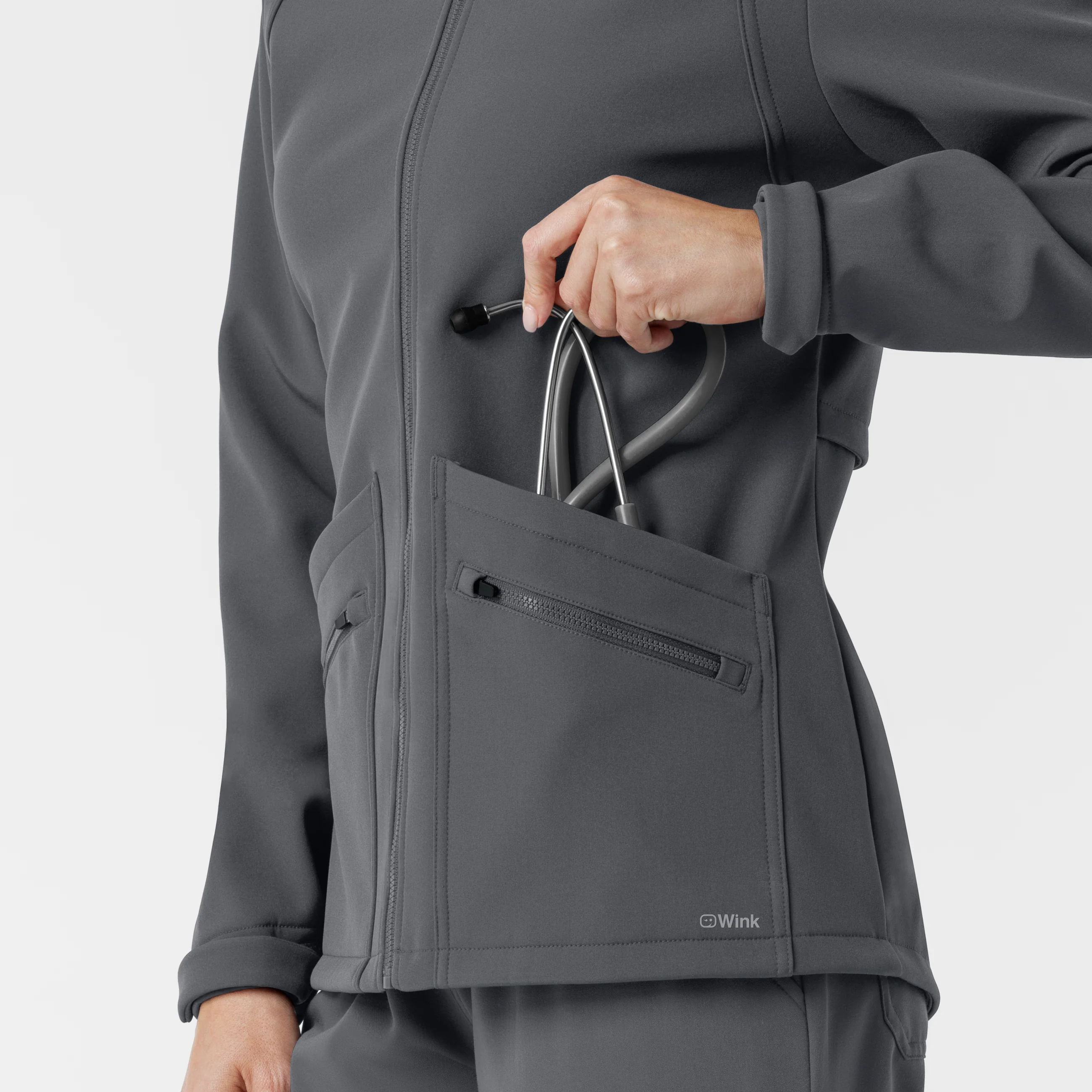 Women's Softshell Scrub Jacket - Pewter - Image 8