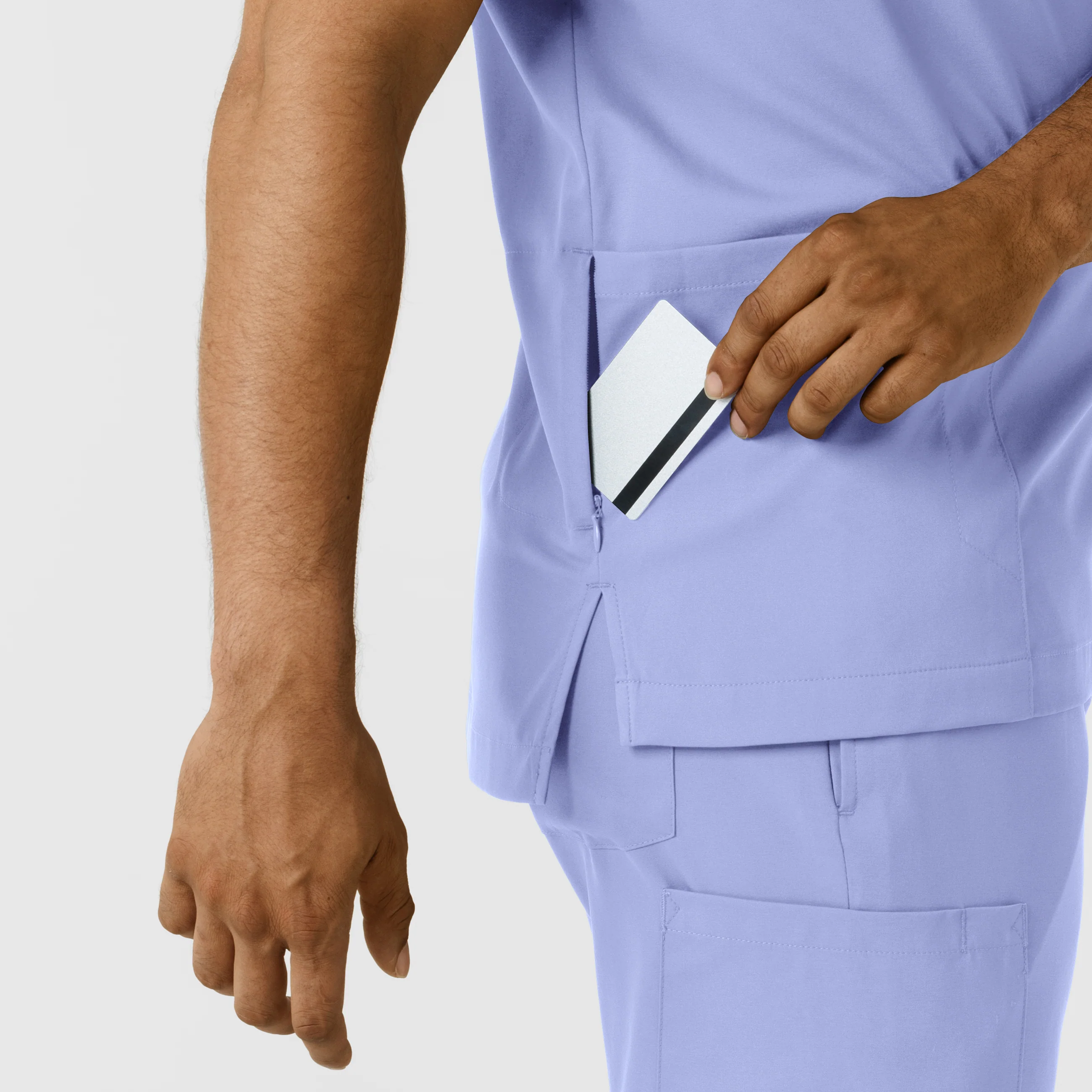 Boundless Men's Multi Pocket V-Neck Scrub Top - Ceil Blue - Image 10