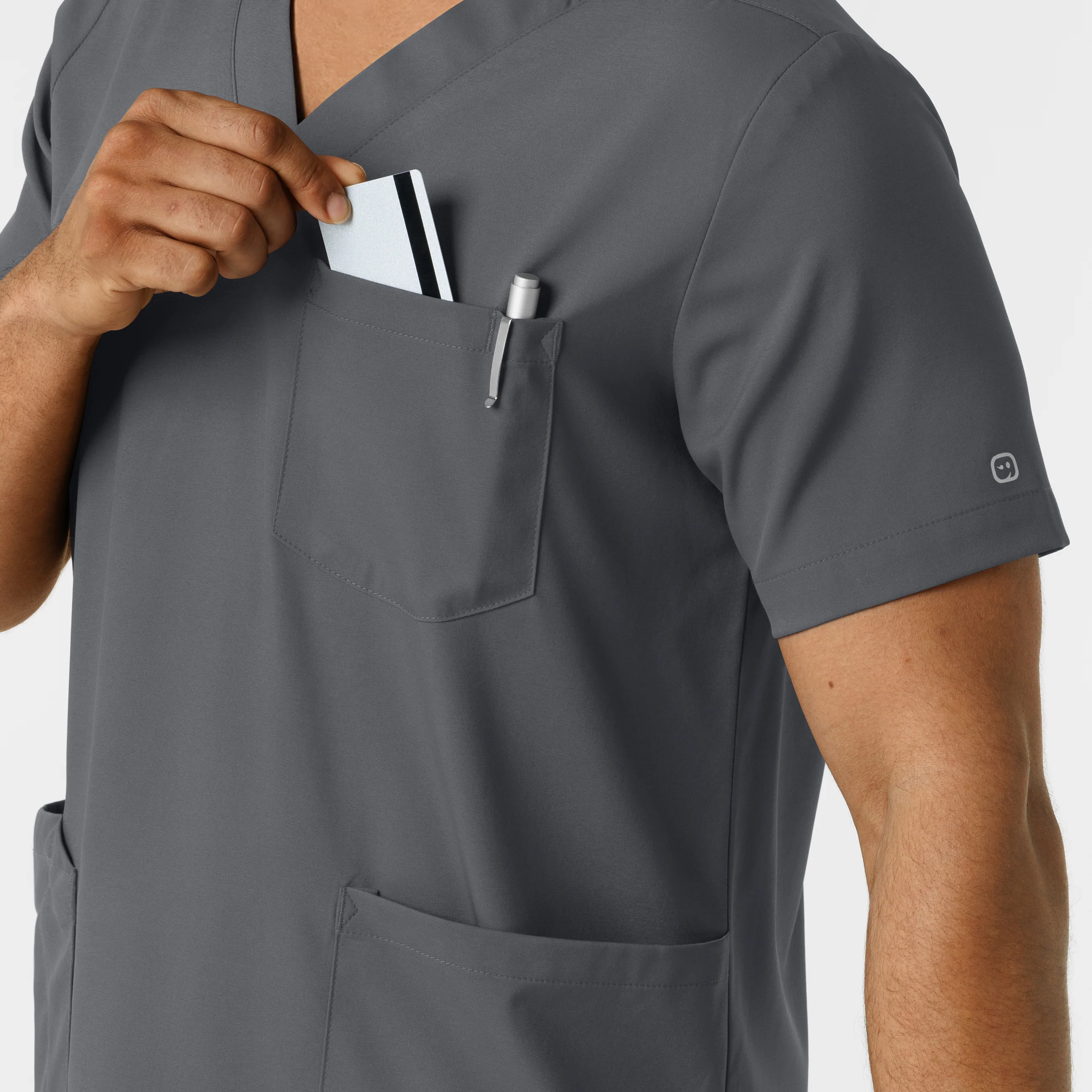 Boundless Men's Multi Pocket V-Neck Scrub Top - Pewter - Image 7