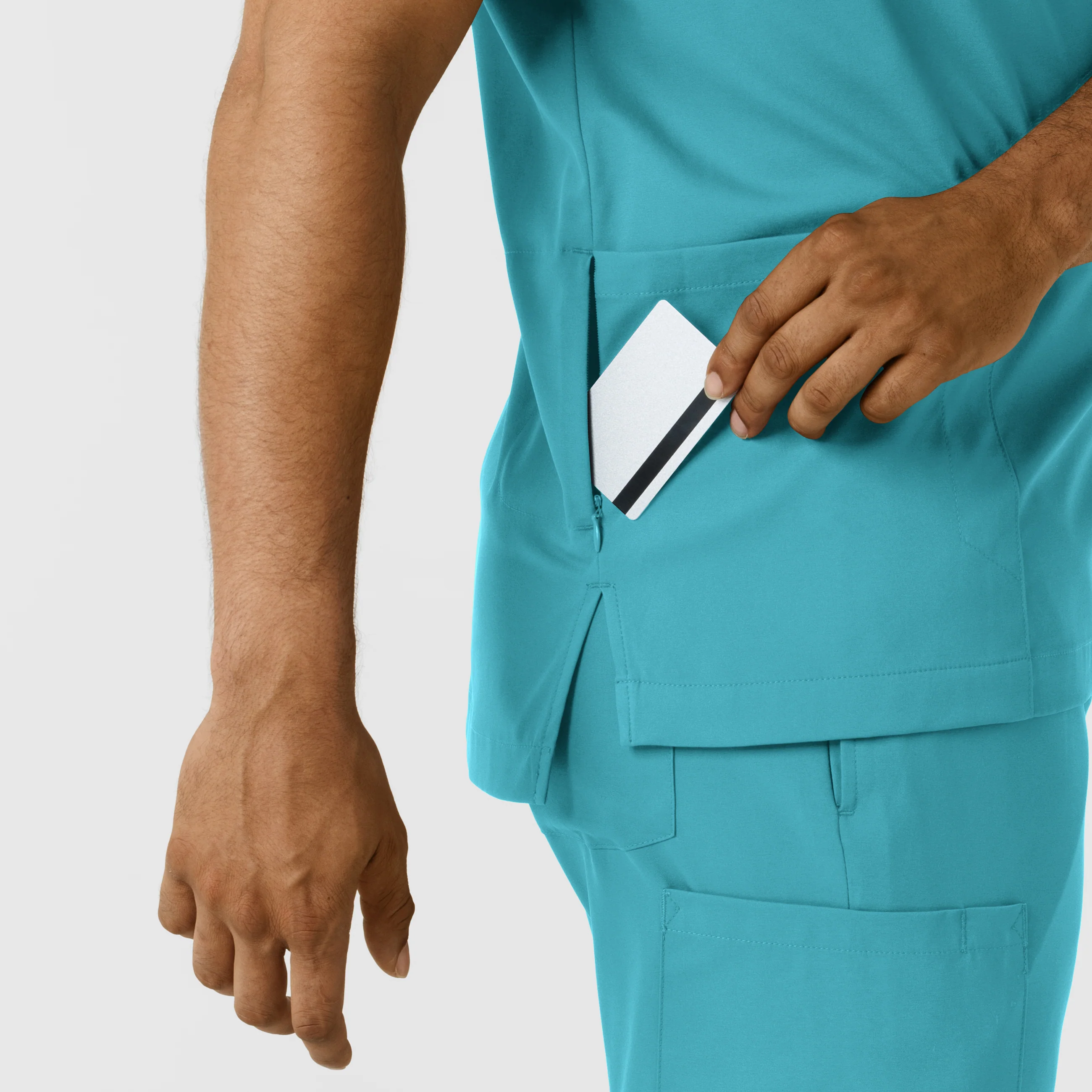 Boundless Men's Multi Pocket V-Neck Scrub Top - Teal - Image 10