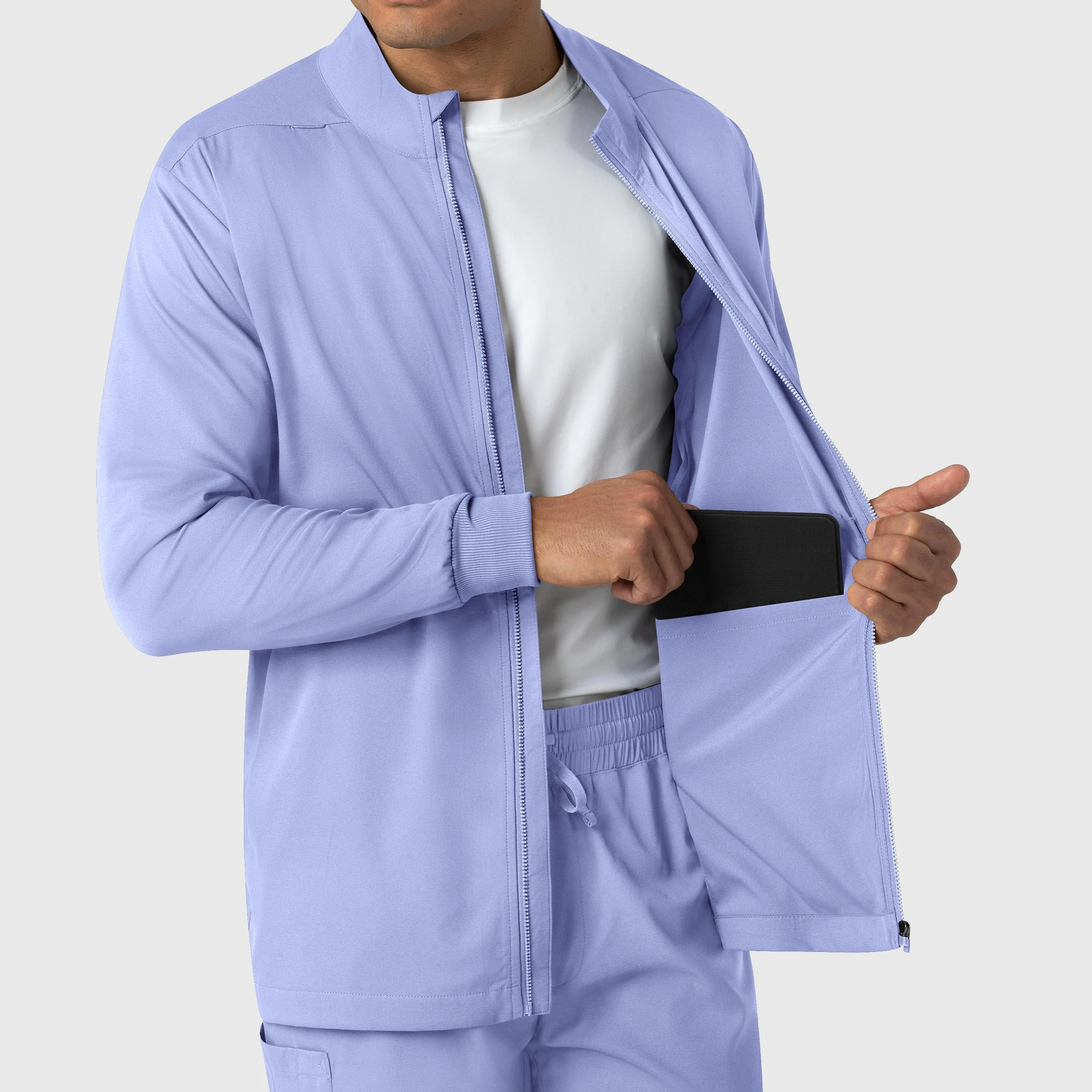 Boundless Men's Warm Up Scrub Jacket - Ceil Blue - Image 7