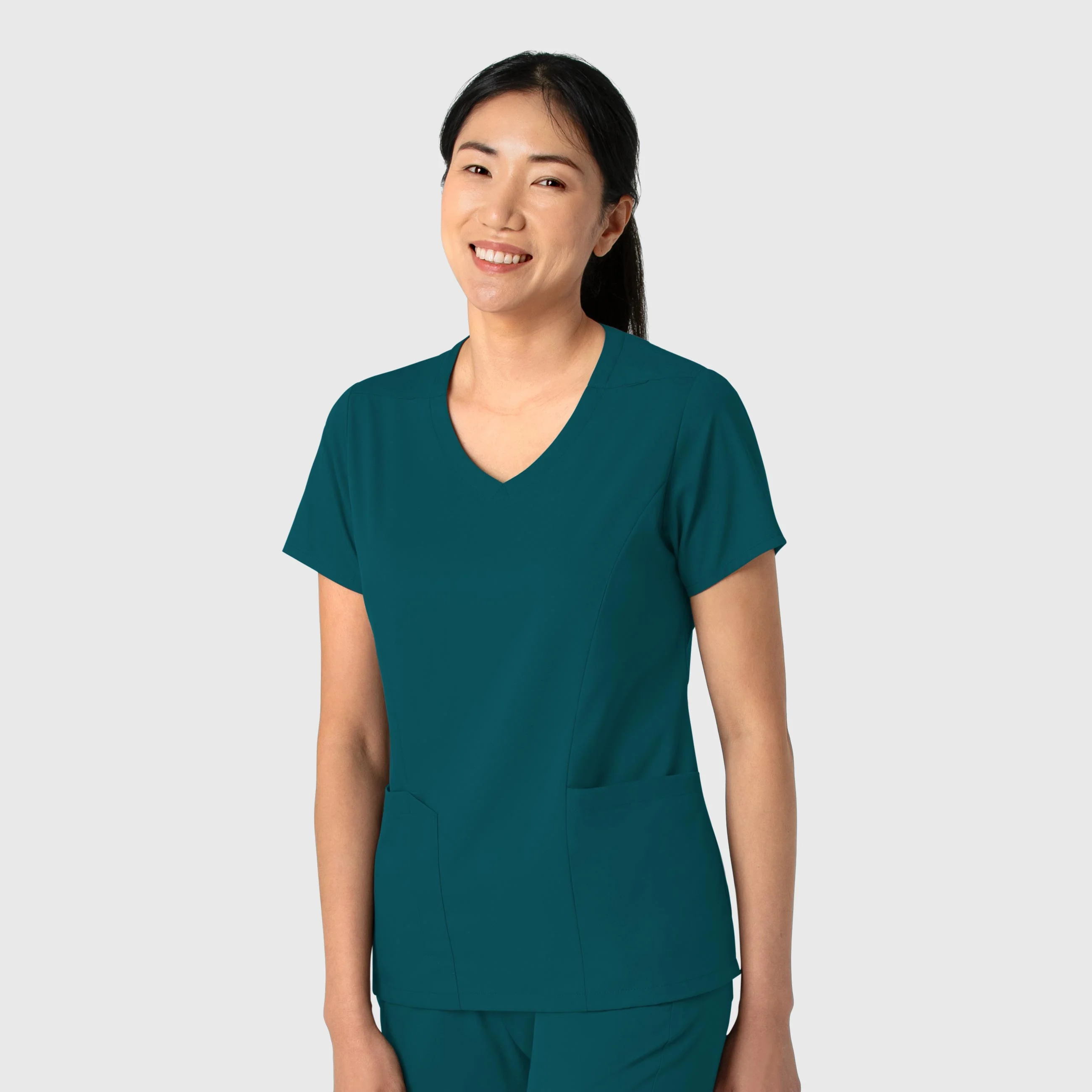 Boundless Women's 2-Pocket V-Neck Scrub Top - Caribbean - Image 4