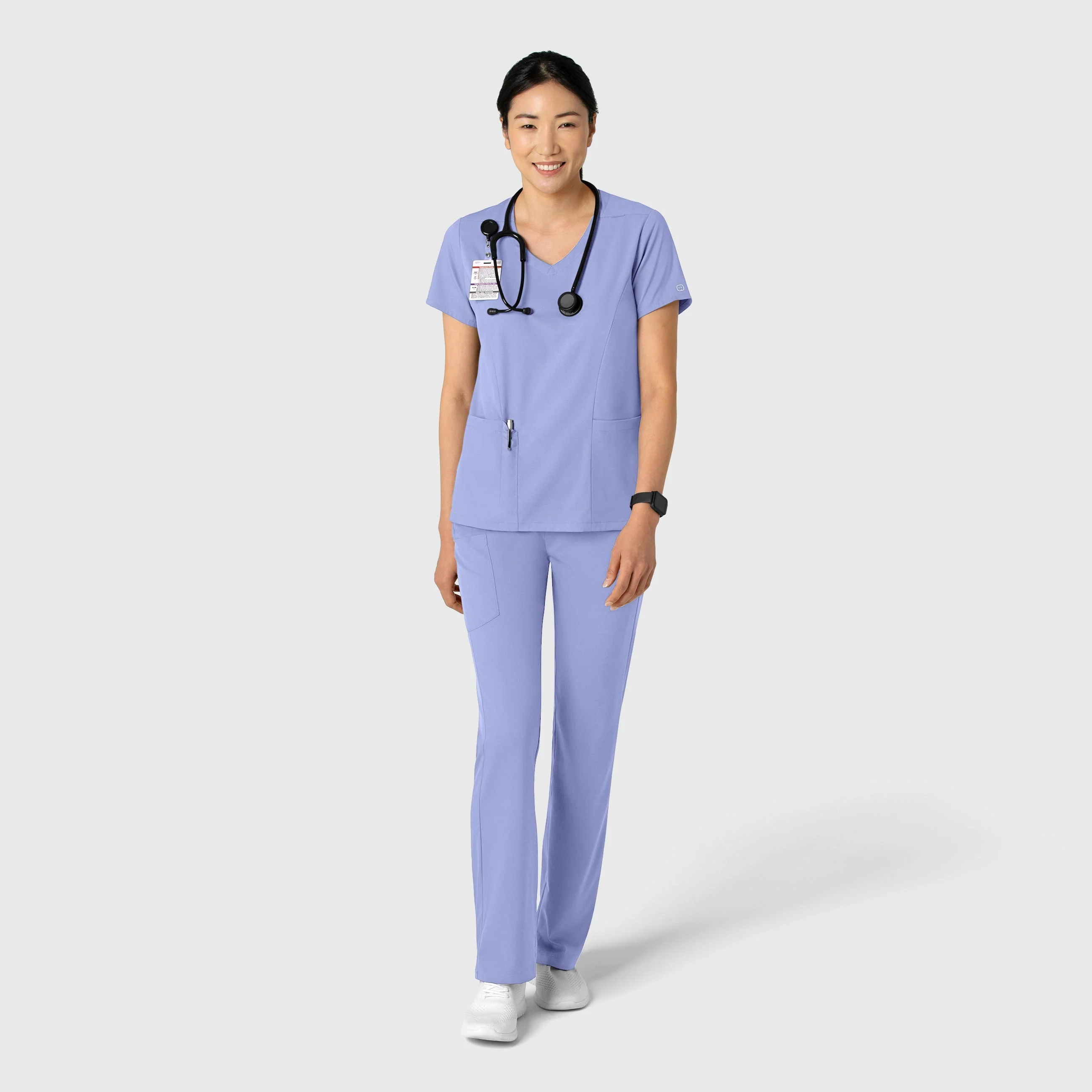 Boundless Women's 2-Pocket V-Neck Scrub Top - Ceil Blue - Image 3