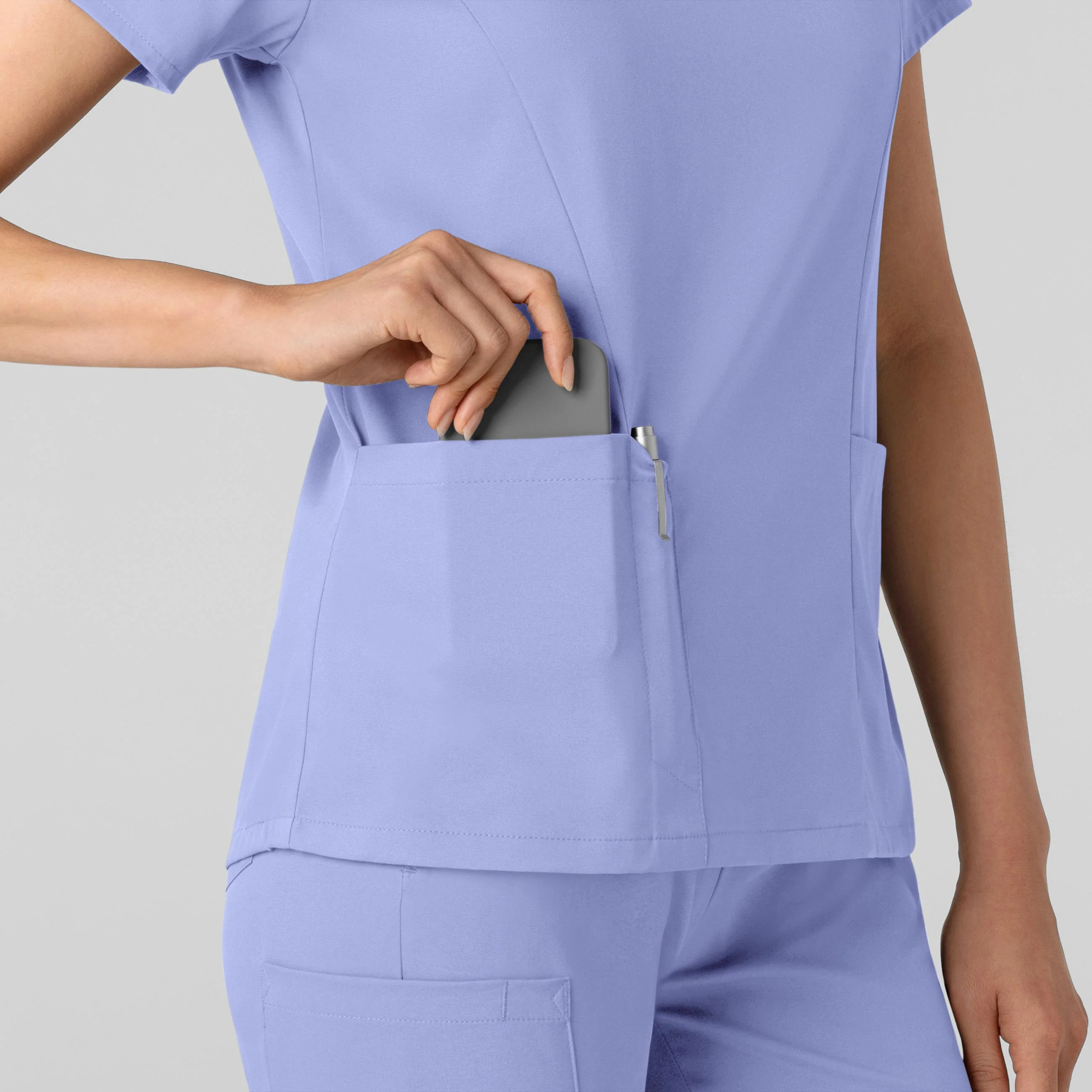 Boundless Women's 2-Pocket V-Neck Scrub Top - Ceil Blue - Image 7