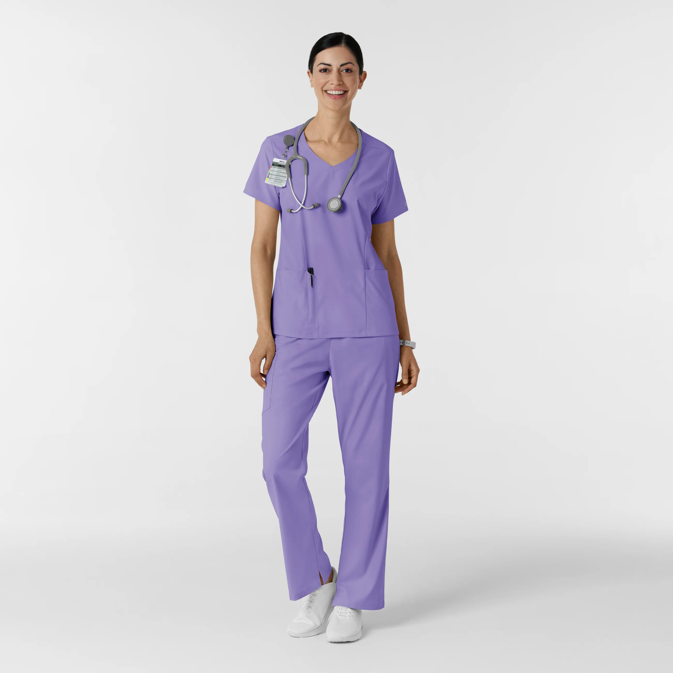 Boundless Women's 2-Pocket V-Neck Scrub Top - Iris Purple - Image 4