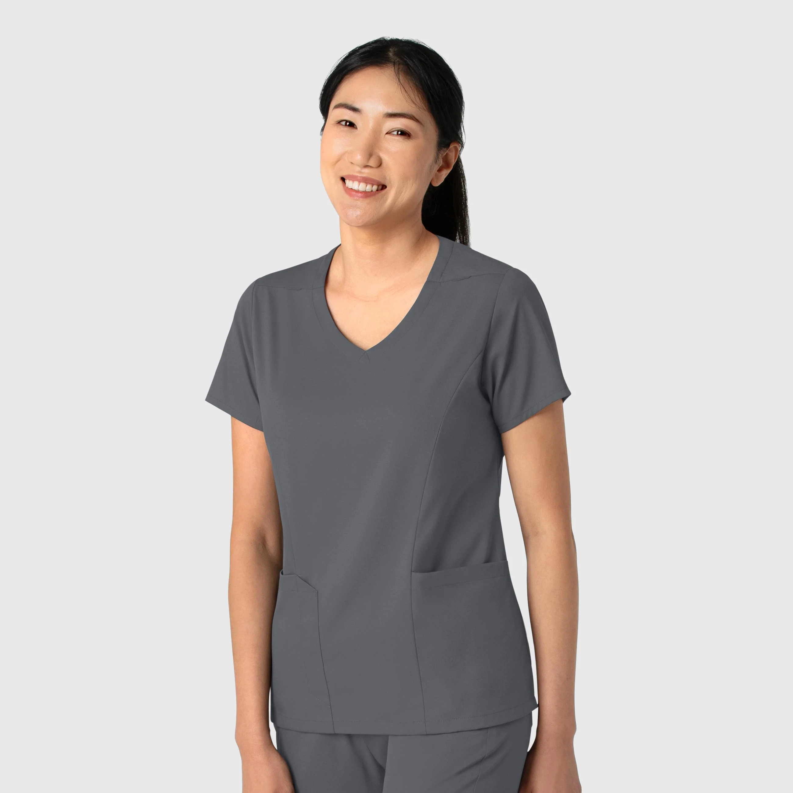 Boundless Women's 2-Pocket V-Neck Scrub Top - Pewter - Image 4