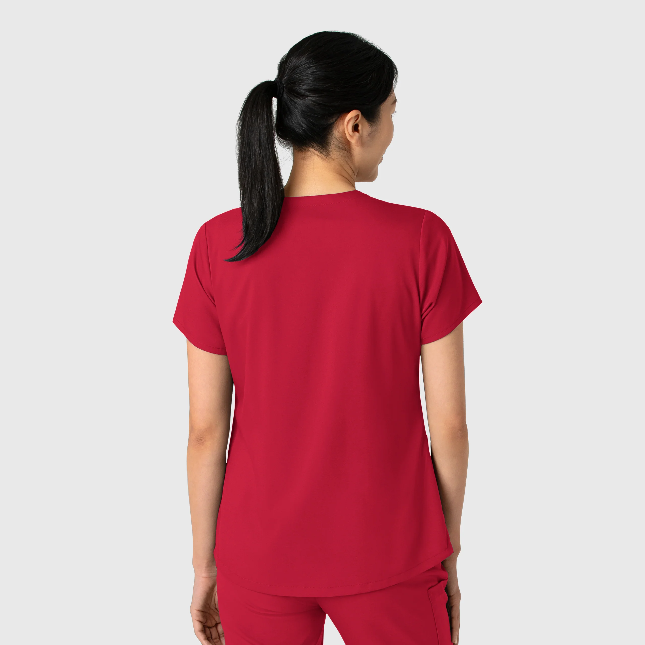 Boundless Women's 2-Pocket V-Neck Scrub Top - Red - Image 2