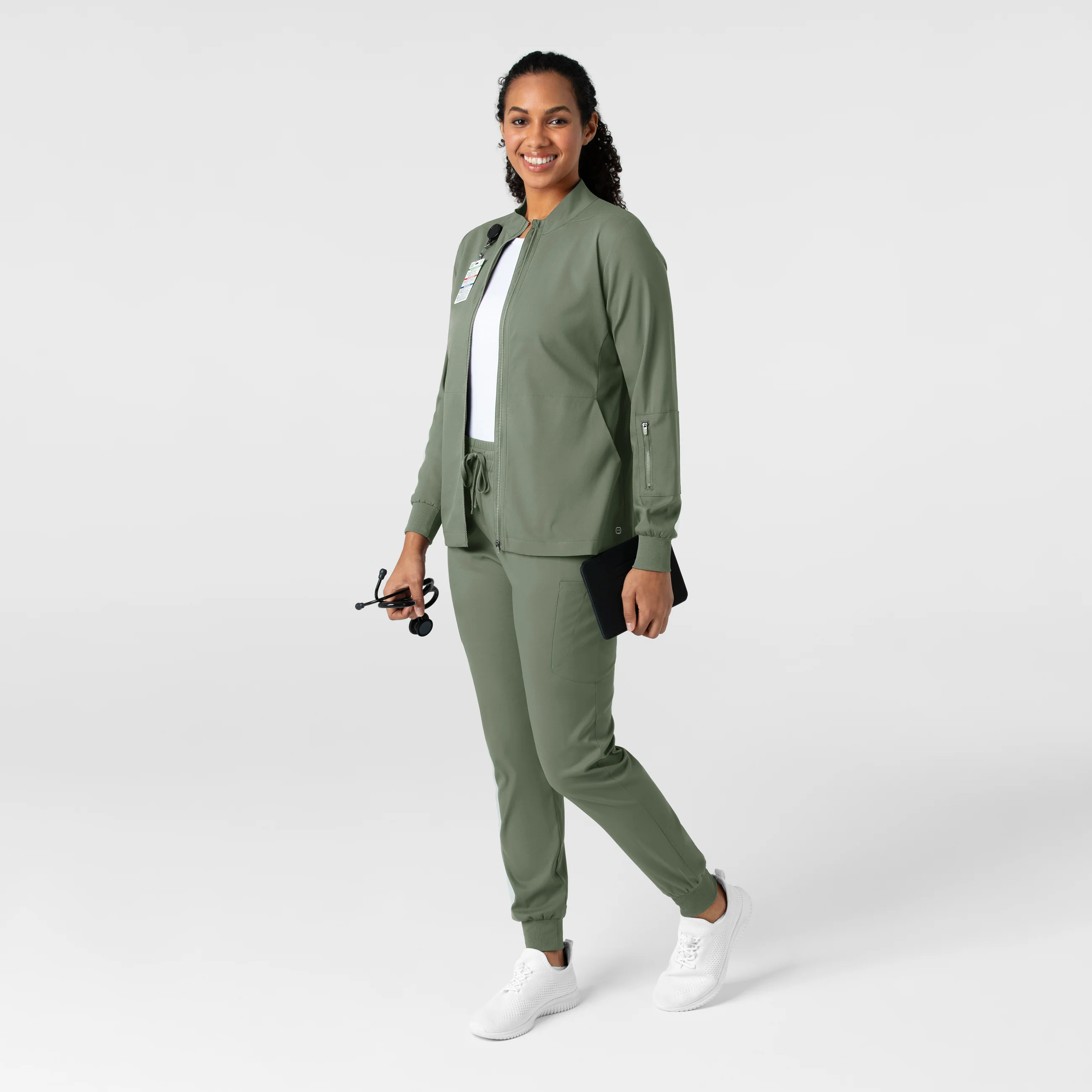 Boundless Women's Warm Up Scrub Jacket - Sage - Image 3
