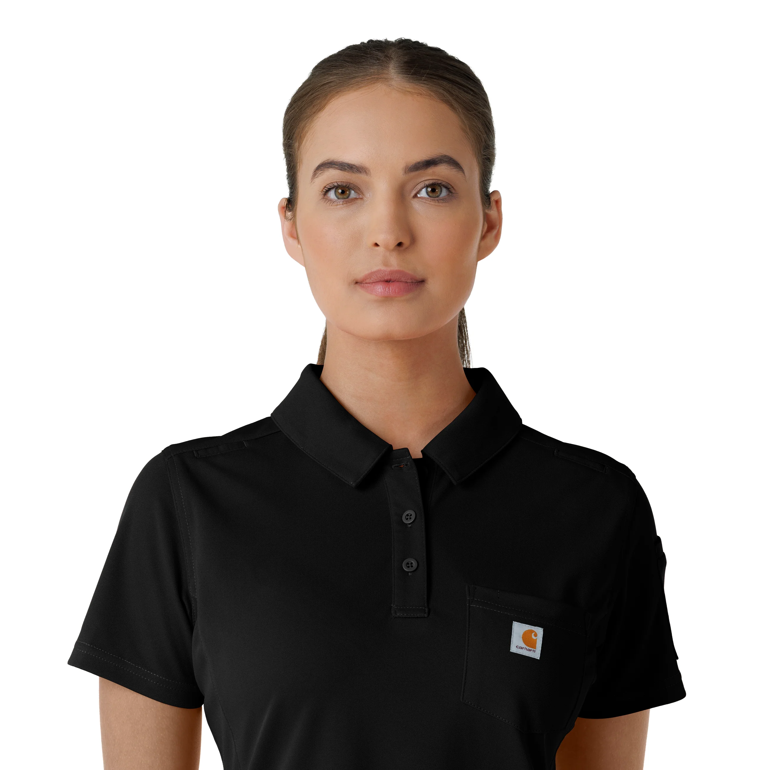 Carhartt Rugged Flex RSCU Women's Lightweight Short Sleeve Polo Scrub Top - Black - Image 6