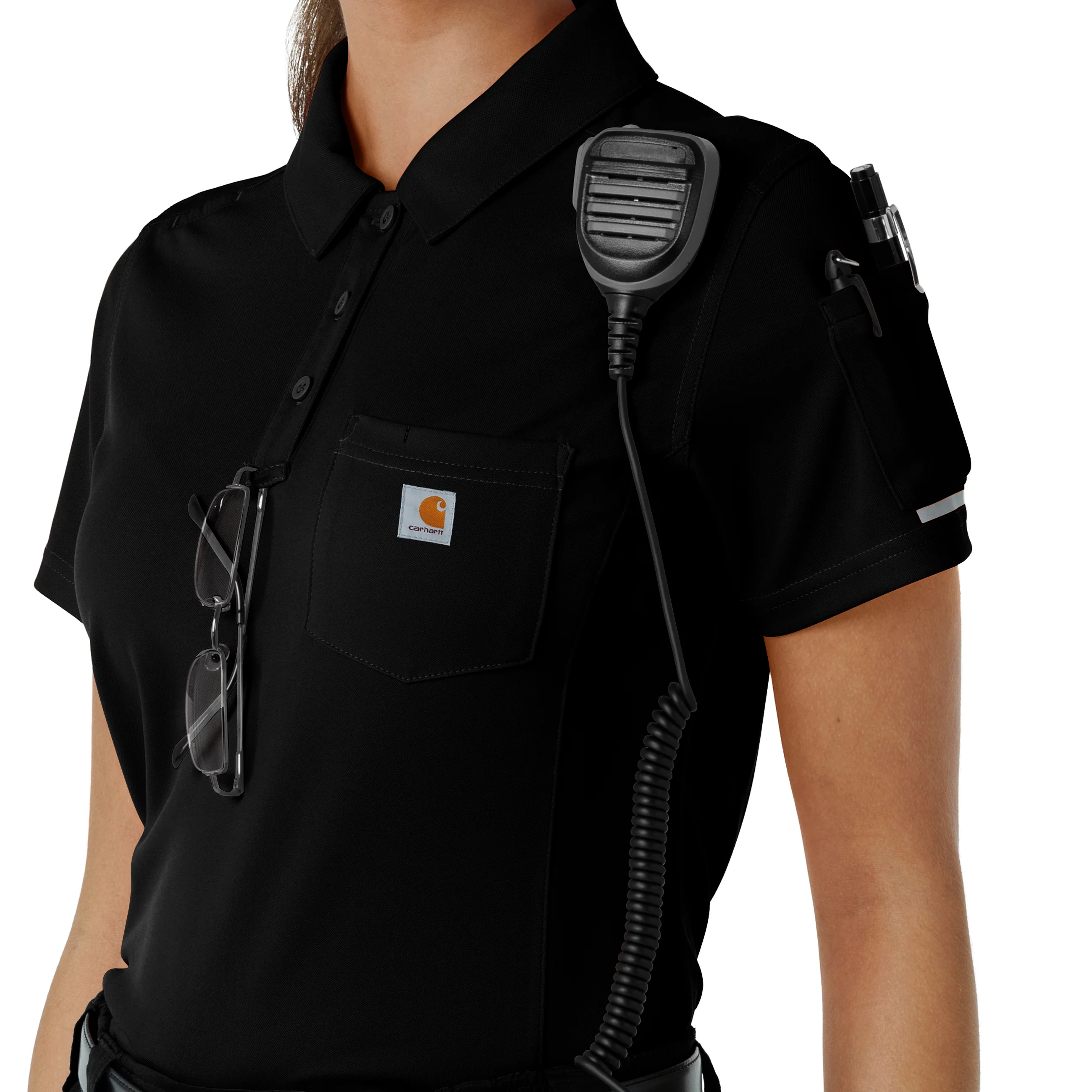 Carhartt Rugged Flex RSCU Women's Lightweight Short Sleeve Polo Scrub Top - Black - Image 8