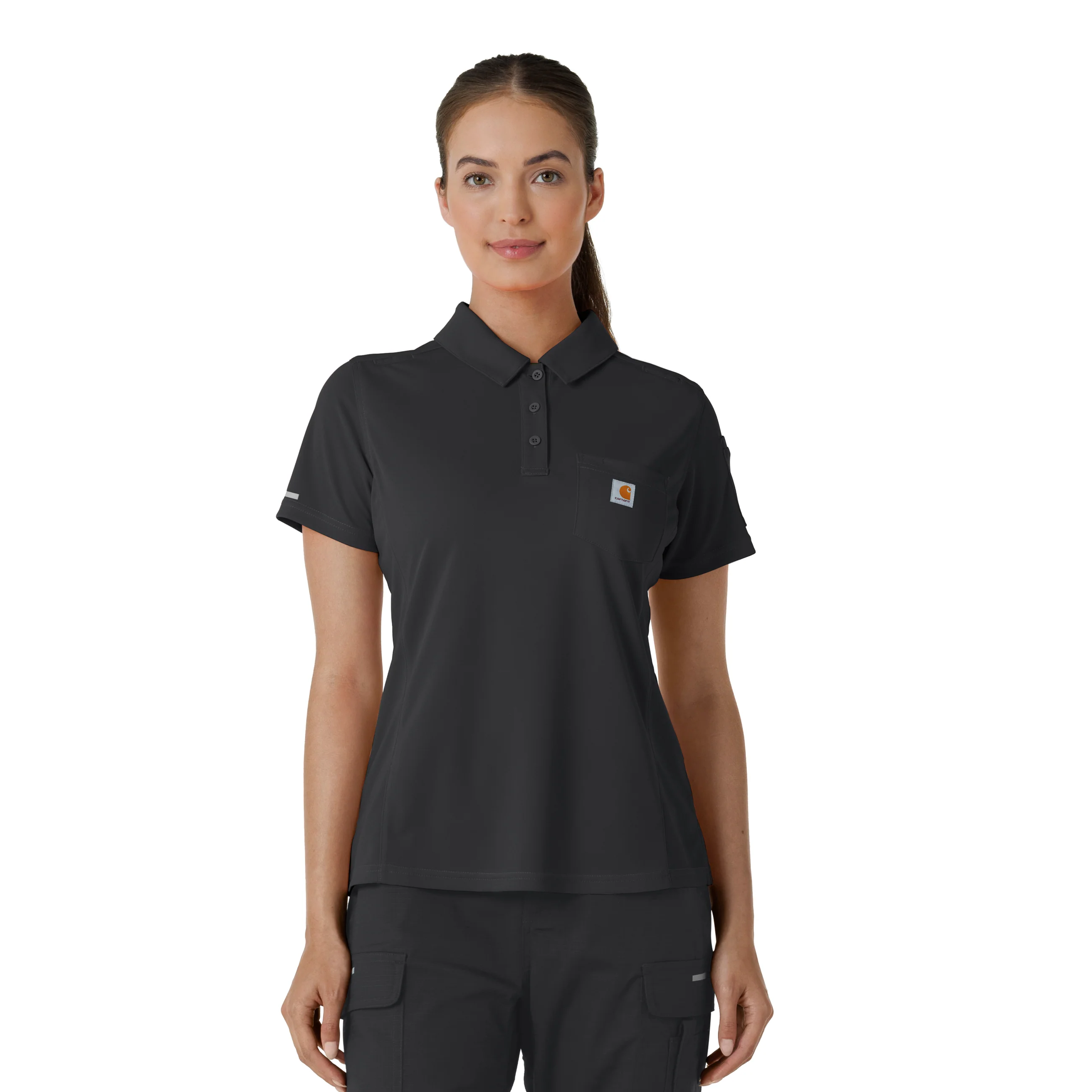 Carhartt Rugged Flex RSCU Women's Lightweight Short Sleeve Polo Scrub Top - Pewter