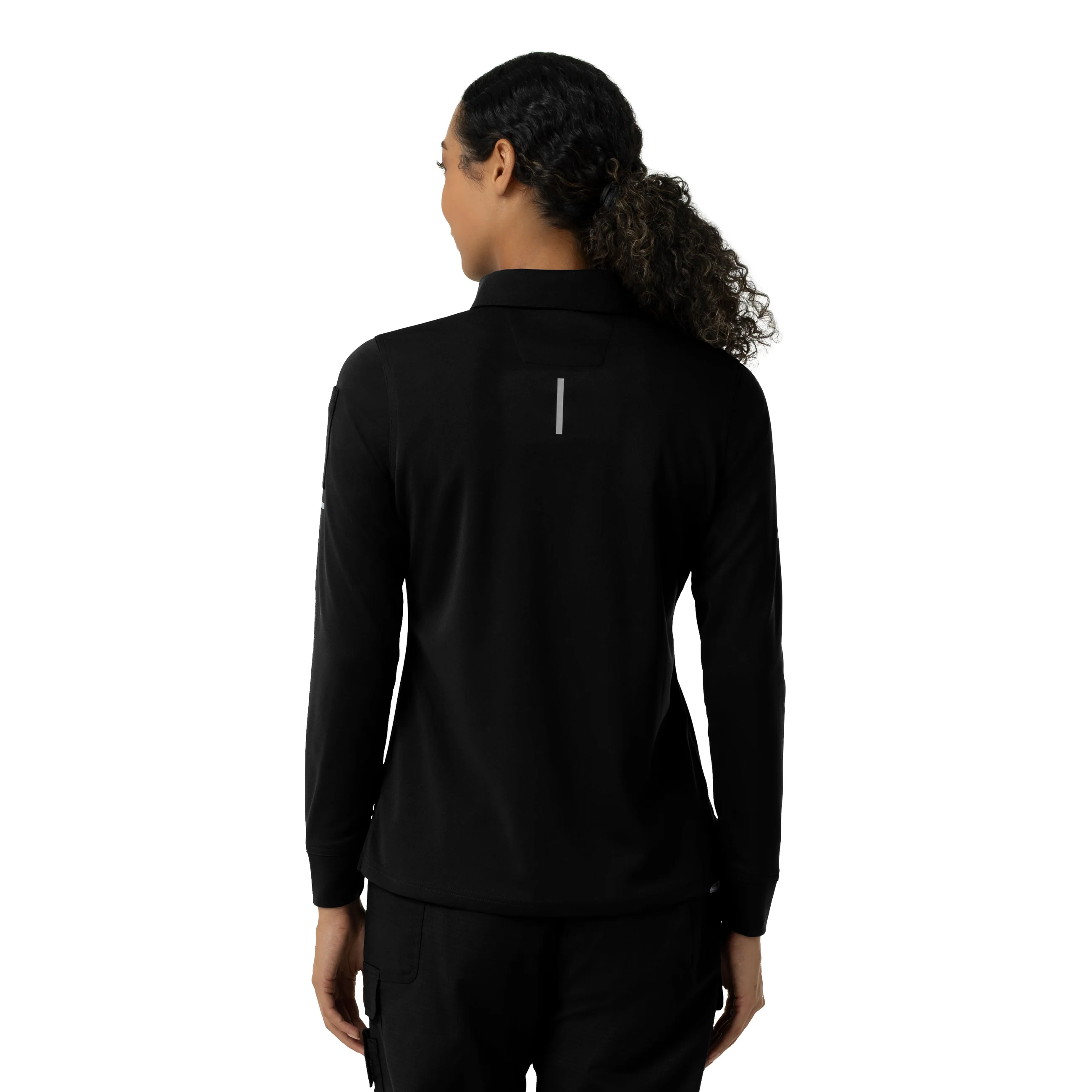Carhartt Rugged Flex RSCU Women's Heavyweight Long Sleeve Polo Scrub Top - Black - Image 2