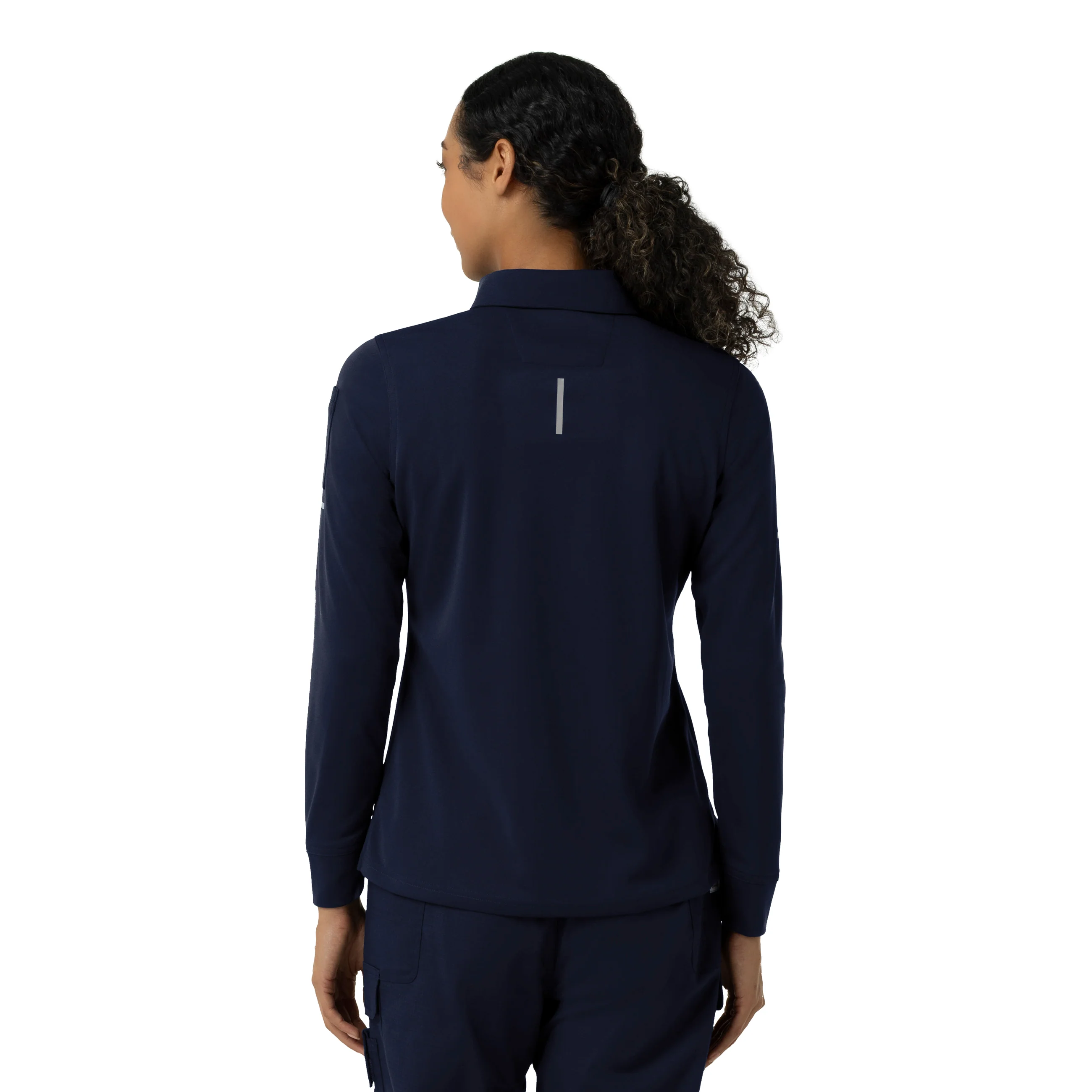 Carhartt Rugged Flex RSCU Women's Heavyweight Long Sleeve Polo Scrub Top - Dark Navy - Image 2