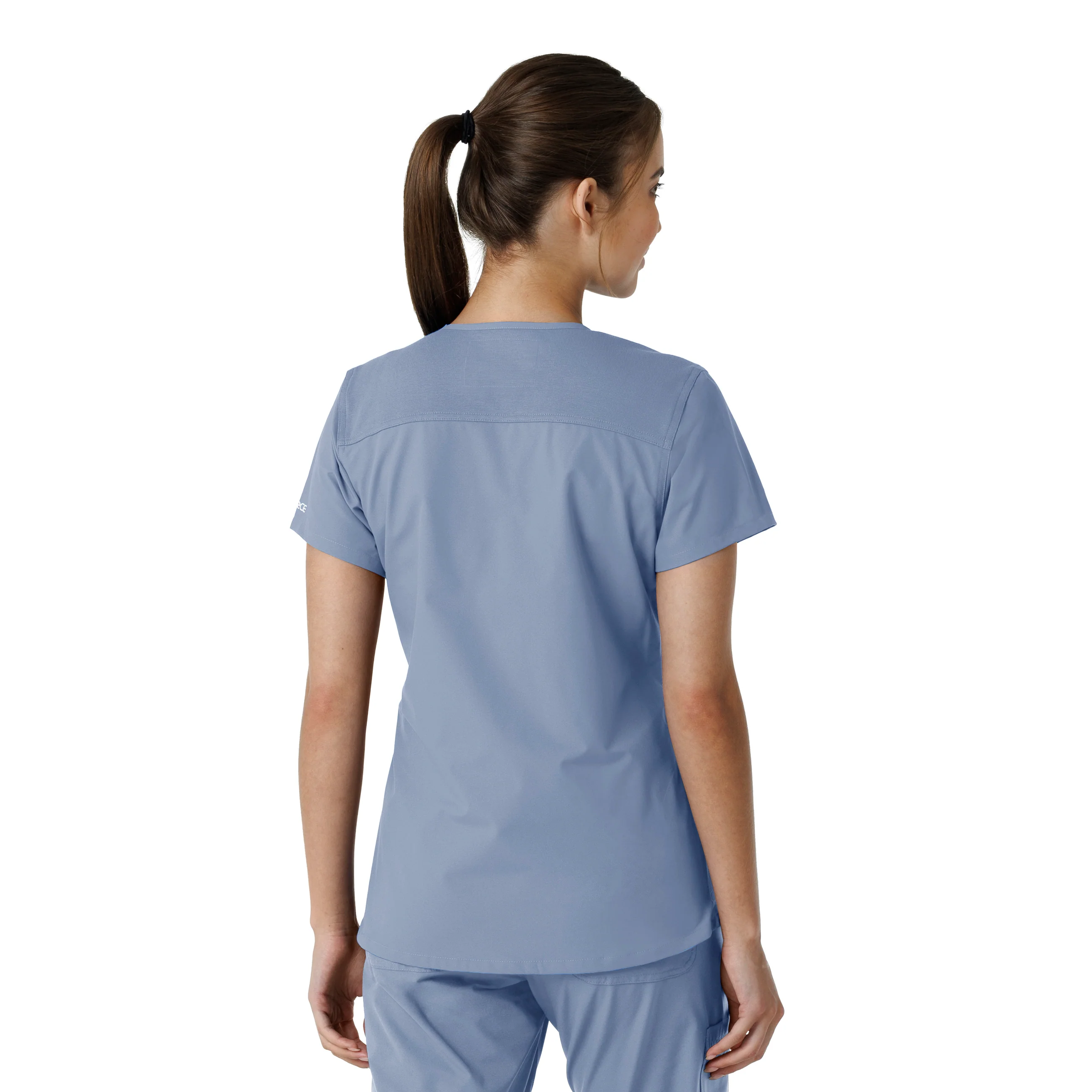 Carhartt Force Essentials Women's V-Neck Knit Panel Scrub Top - Ceil Blue - Image 2