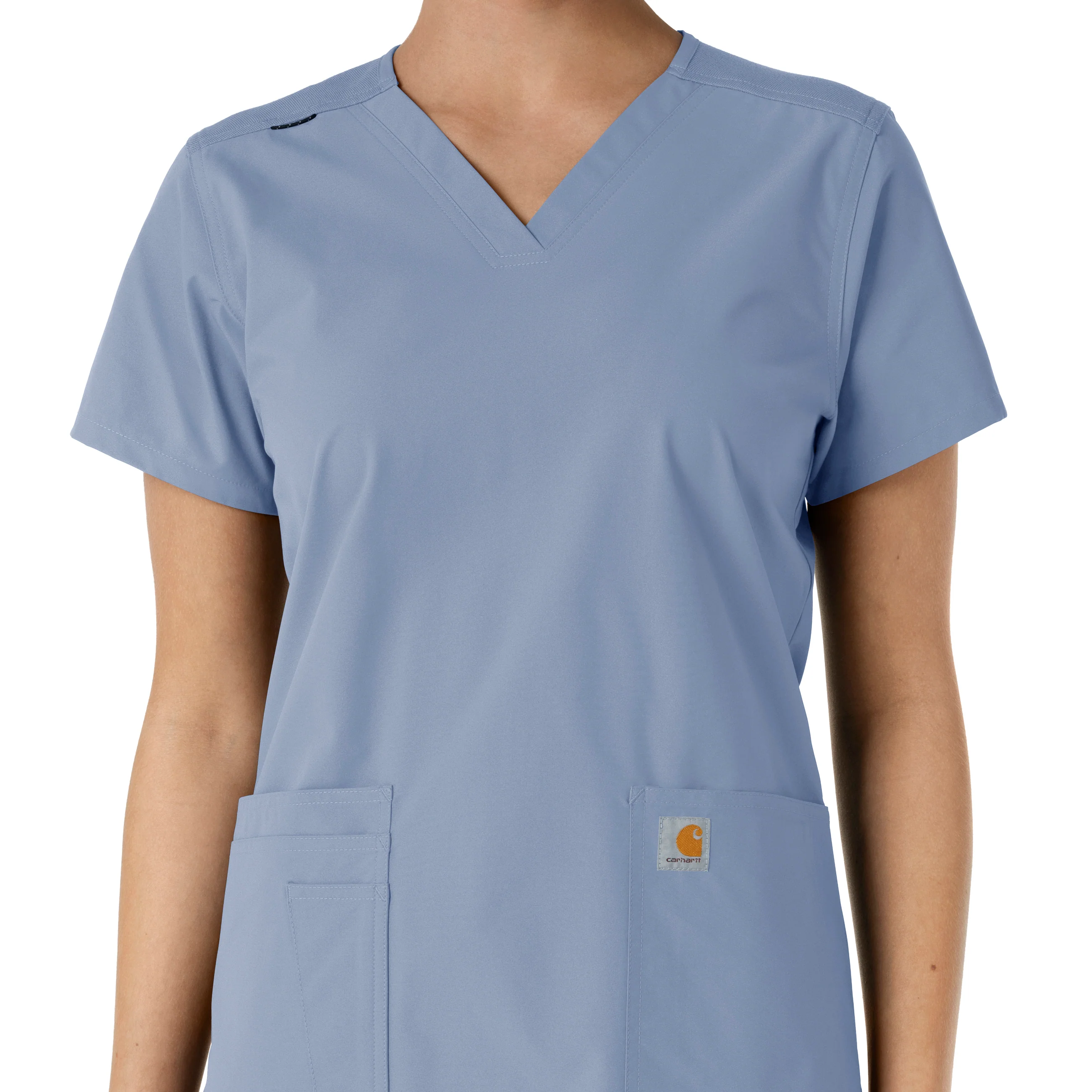 Carhartt Force Essentials Women's V-Neck Knit Panel Scrub Top - Ceil Blue - Image 5