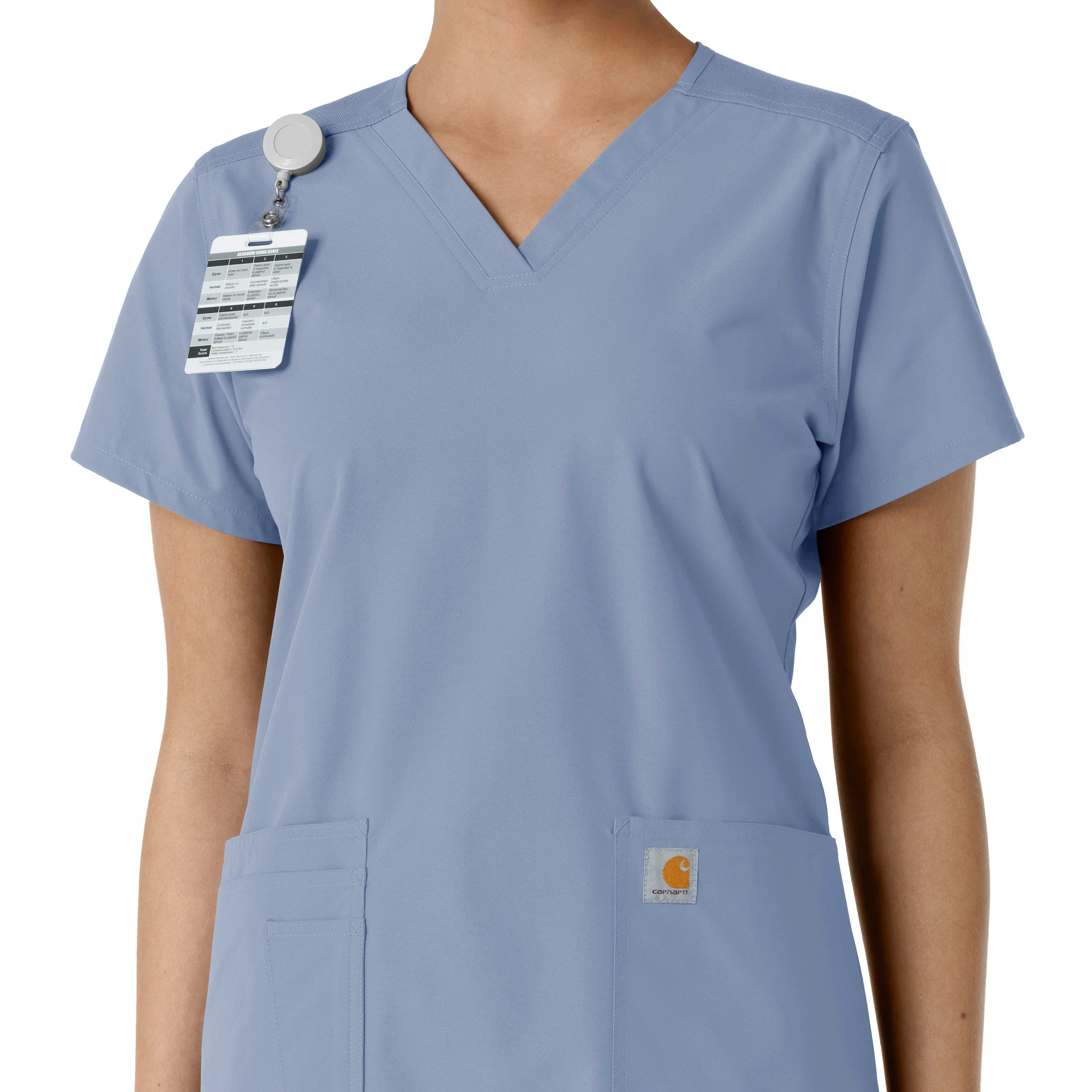 Carhartt Force Essentials Women's V-Neck Knit Panel Scrub Top - Ceil Blue - Image 6