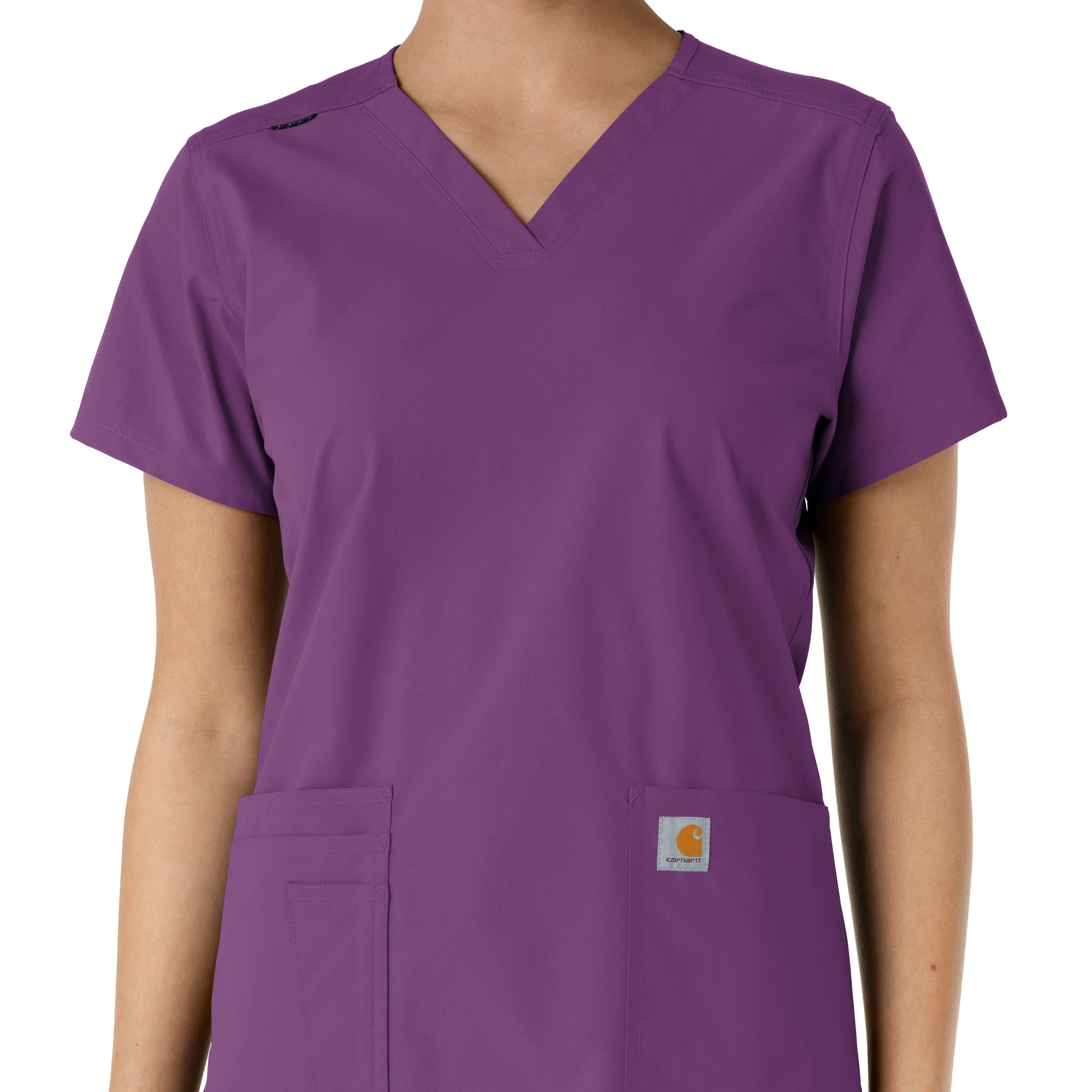 Carhartt Force Essentials Women's V-Neck Knit Panel Scrub Top - Eggplant - Image 5