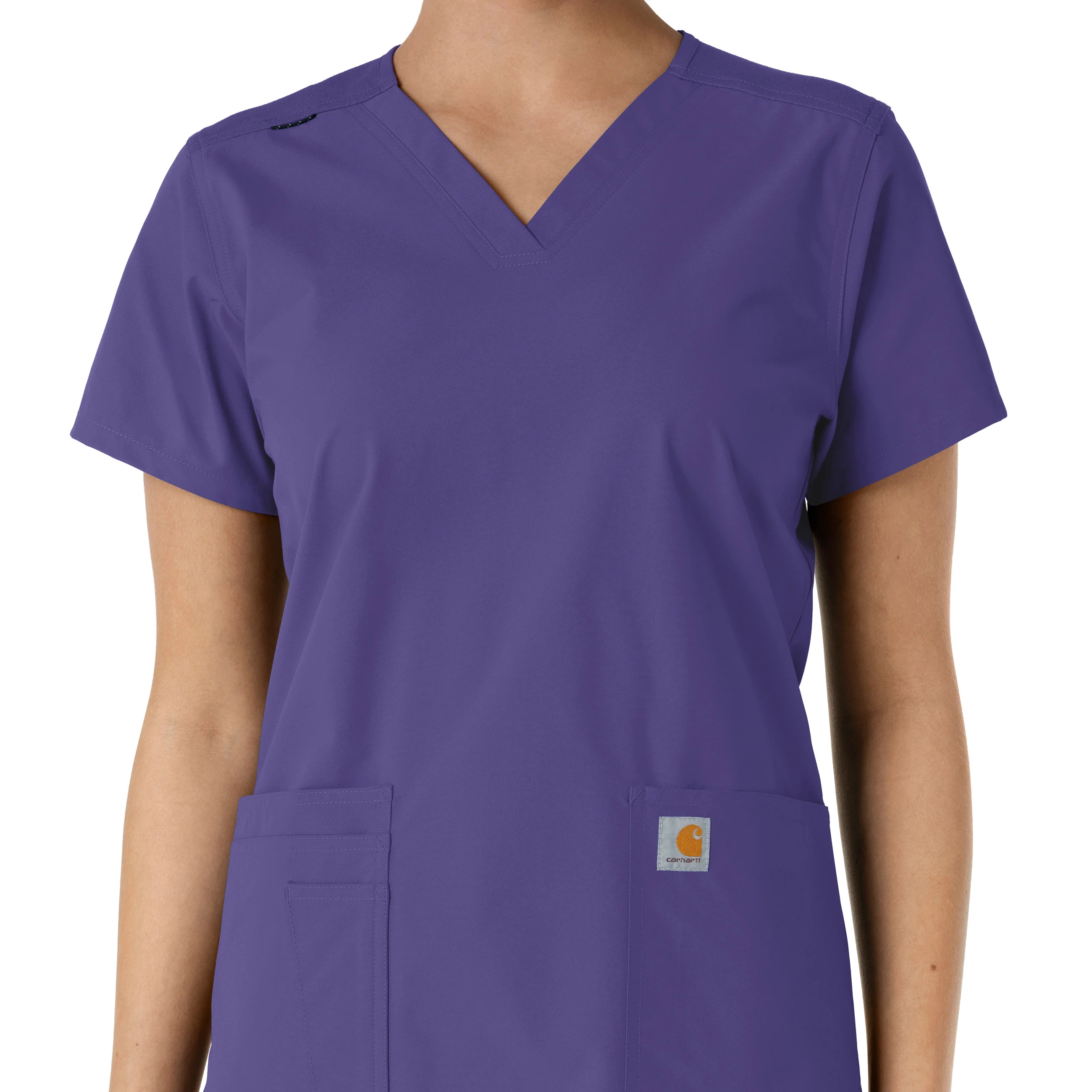 Carhartt Force Essentials Women's V-Neck Knit Panel Scrub Top - Grape - Image 5