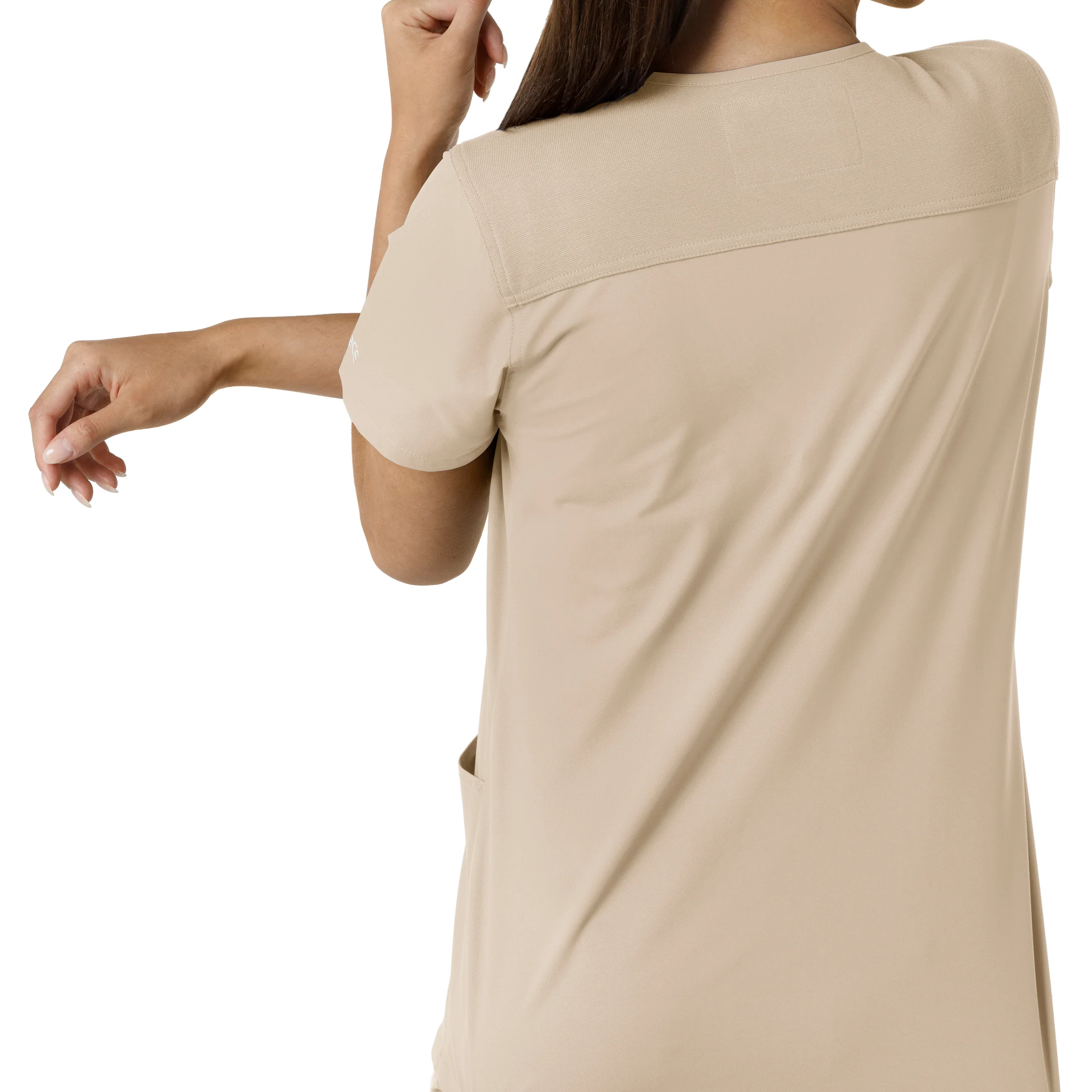 Carhartt Force Essentials Women's V-Neck Knit Panel Scrub Top - Khaki - Image 10