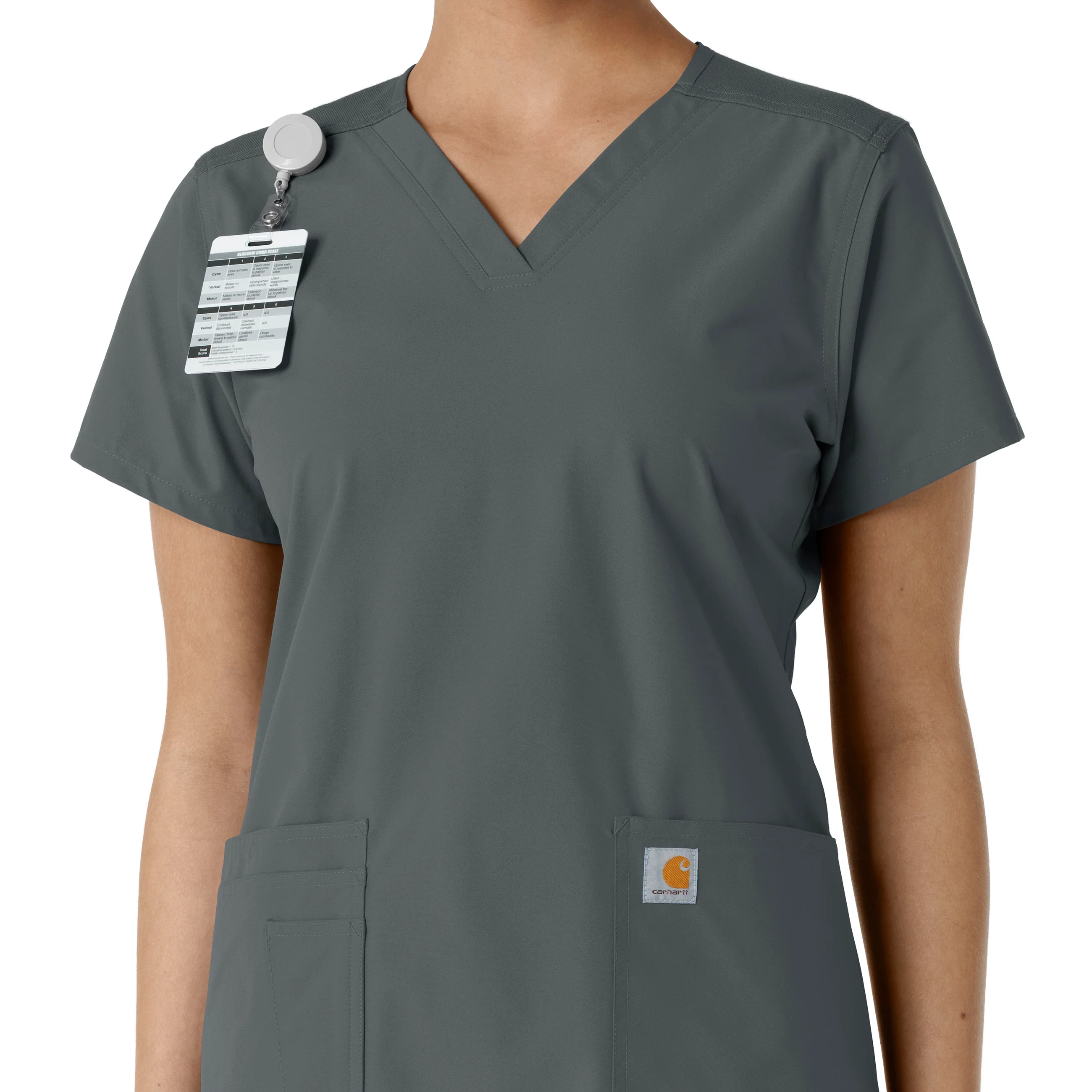 Carhartt Force Essentials Women's V-Neck Knit Panel Scrub Top - Pewter - Image 6
