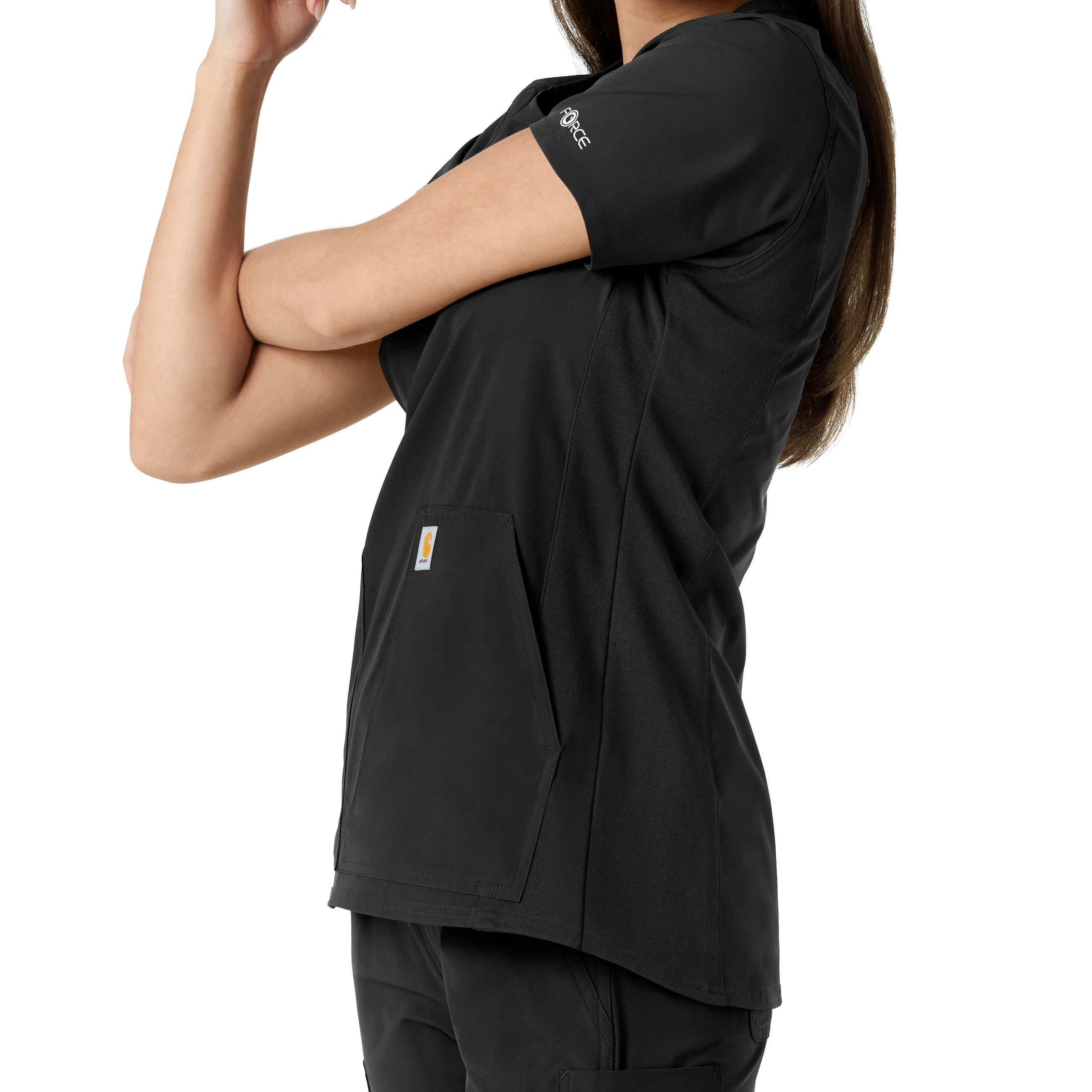 Carhartt Force Essentials Women's Notch Neck Tunic Knit Panel Scrub Top - Black - Image 10