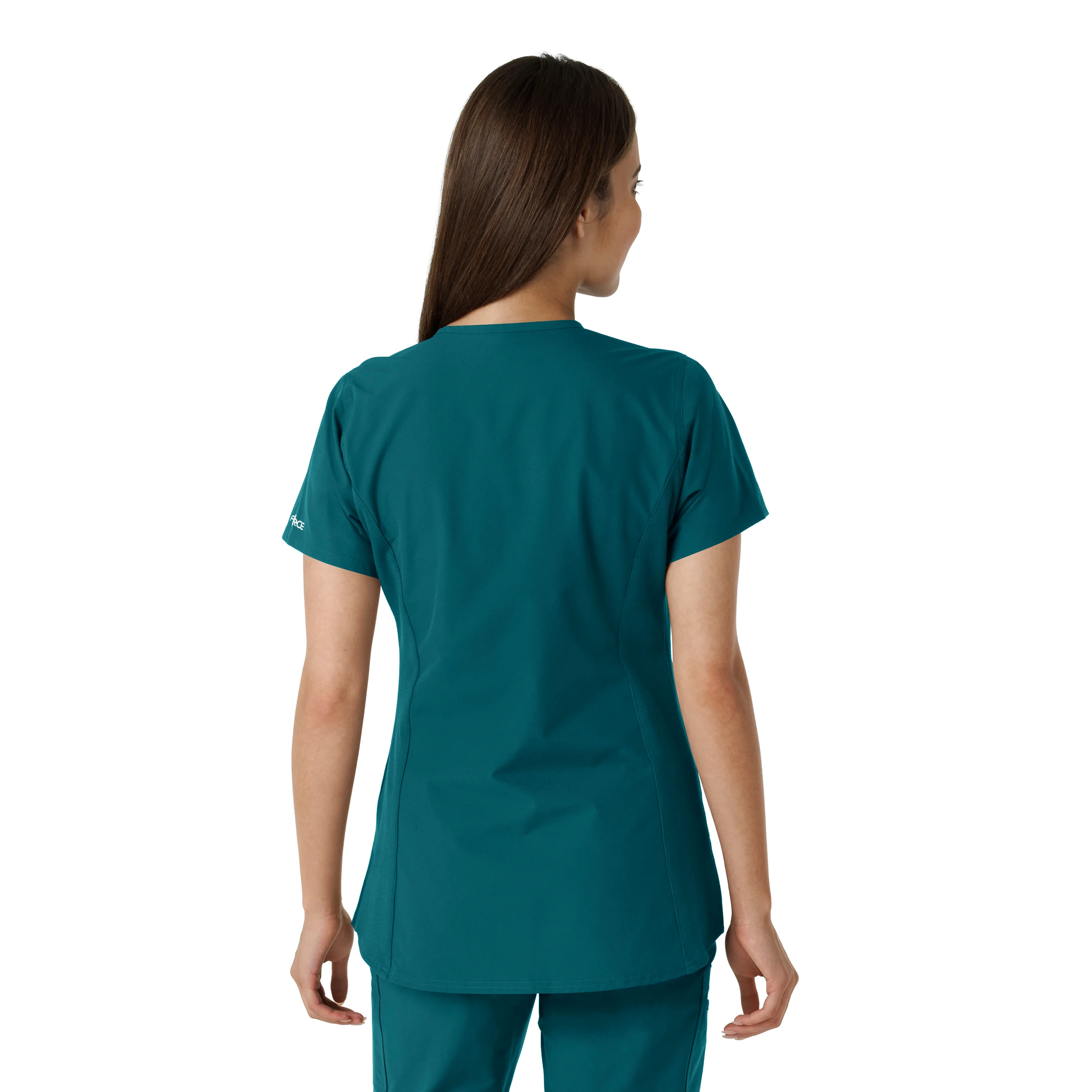 Carhartt Force Essentials Women's Notch Neck Tunic Knit Panel Scrub Top - Caribbean - Image 2