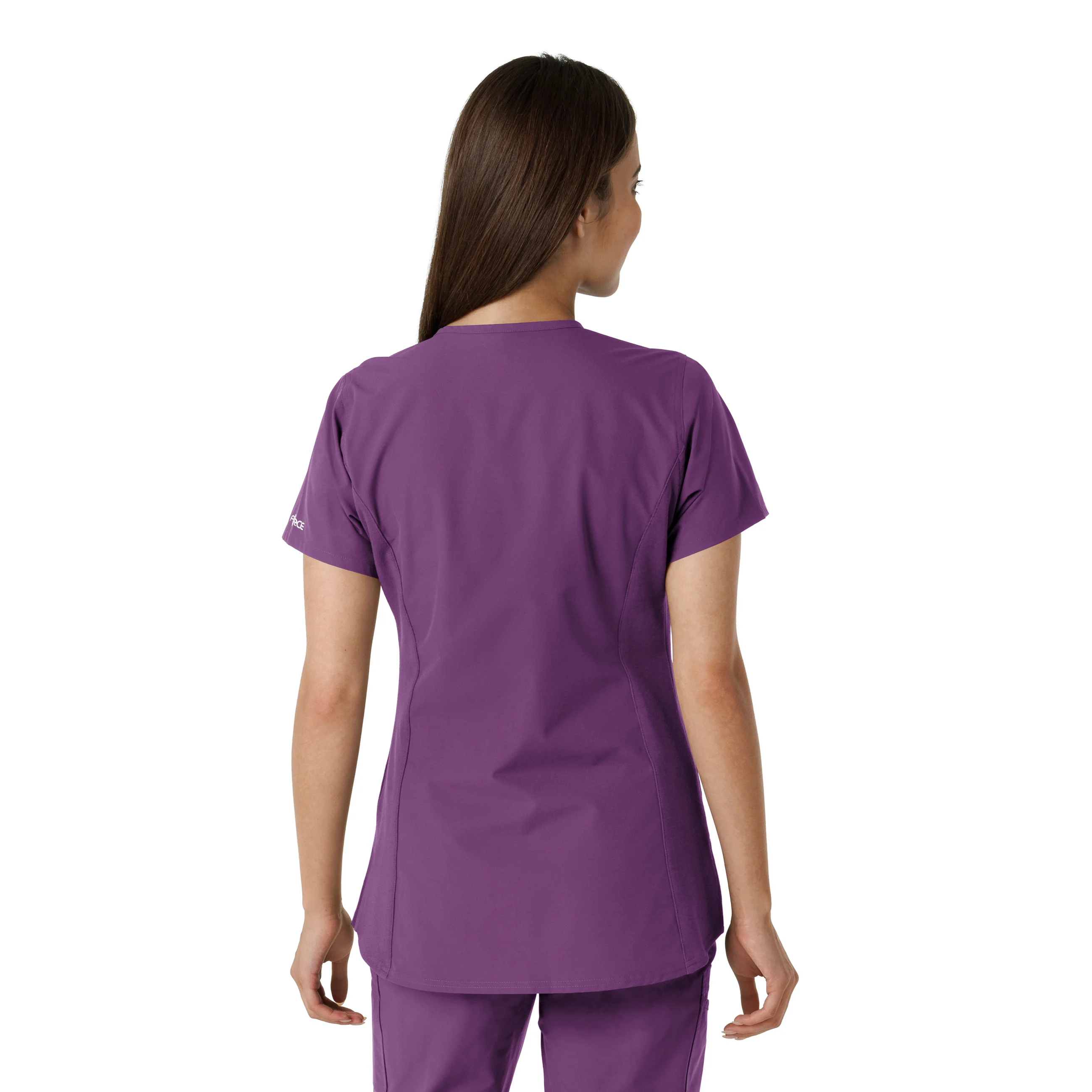 Carhartt Force Essentials Women's Notch Neck Tunic Knit Panel Scrub Top - Eggplant - Image 2