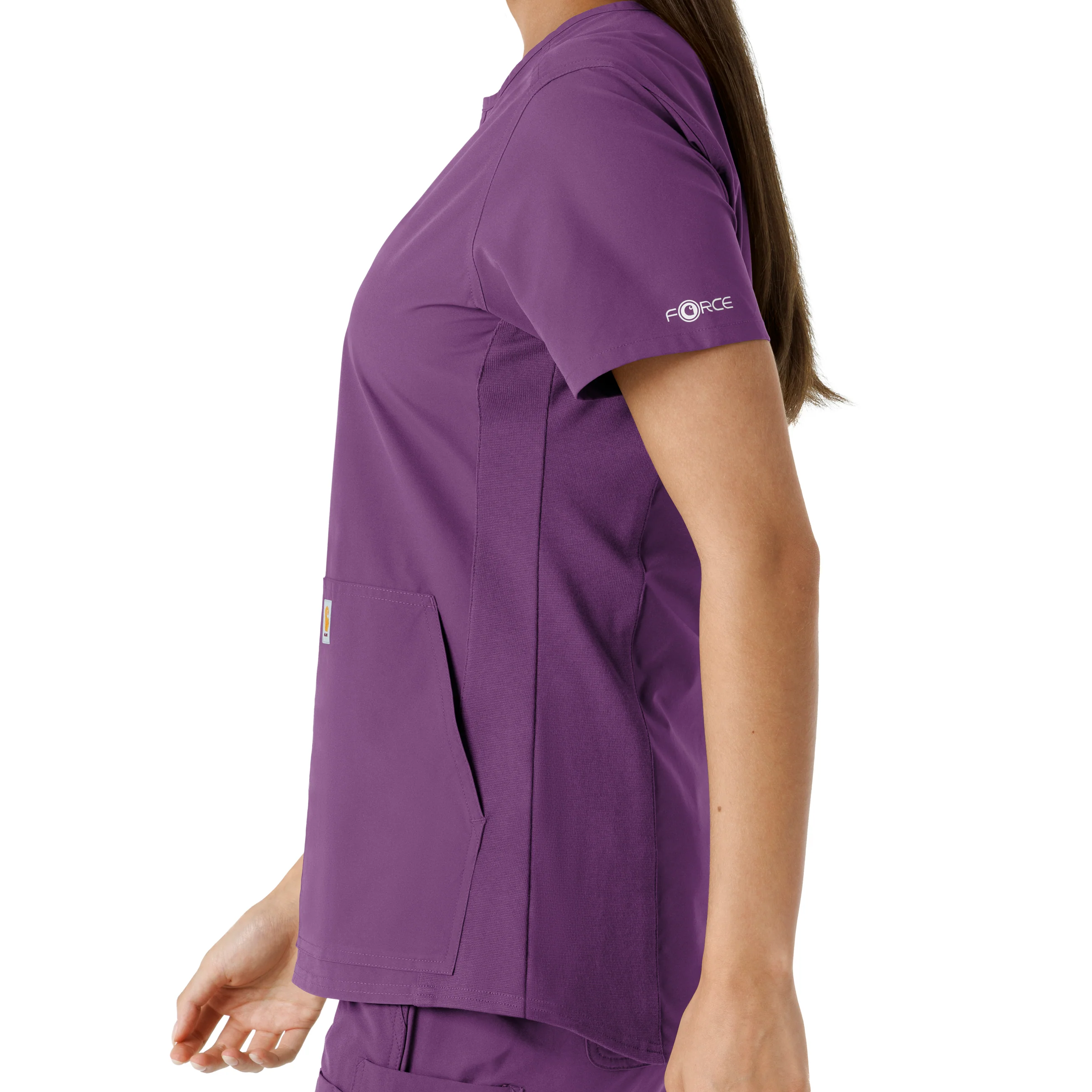 Carhartt Force Essentials Women's Notch Neck Tunic Knit Panel Scrub Top - Eggplant - Image 9