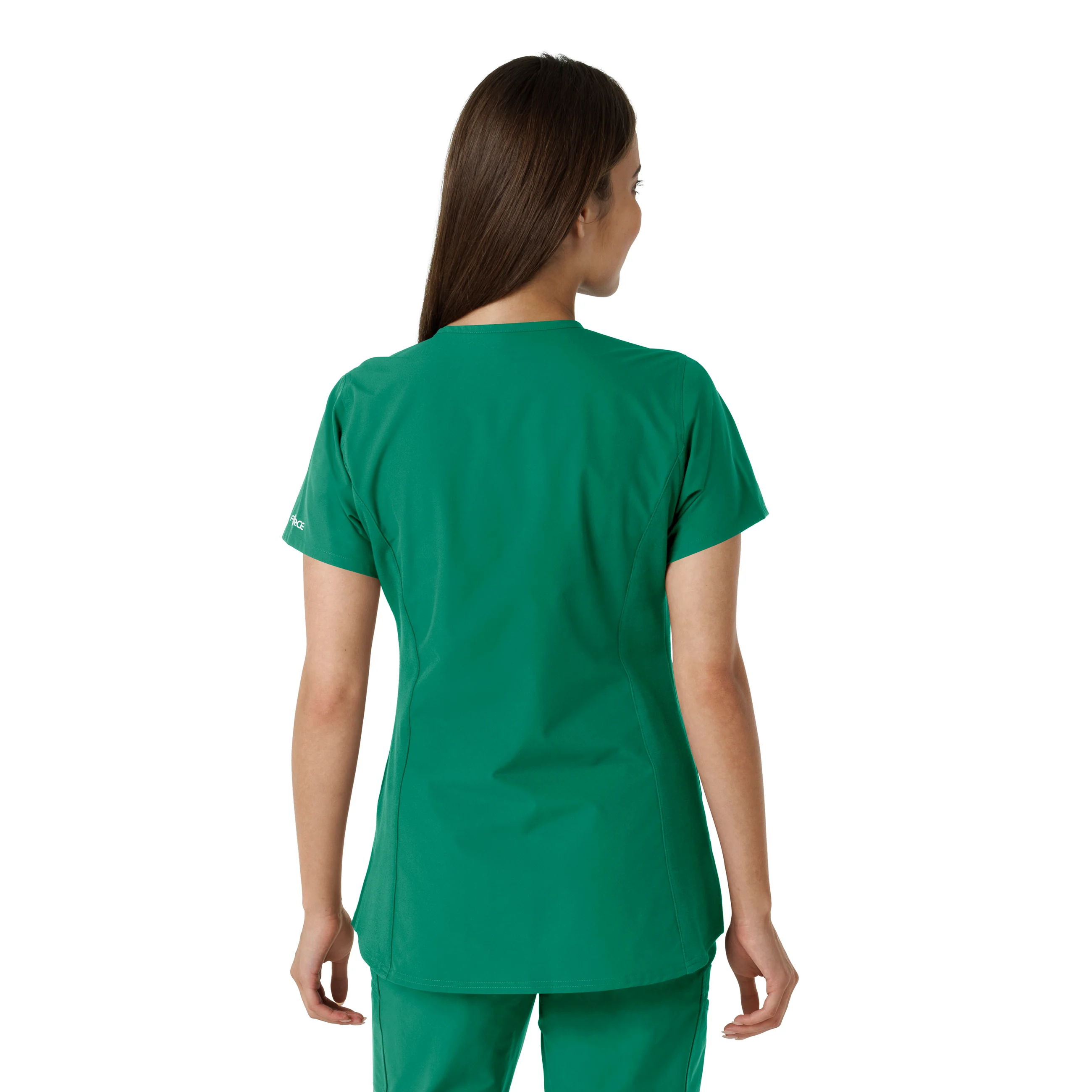 Carhartt Force Essentials Women's Notch Neck Tunic Knit Panel Scrub Top - Hunter - Image 2