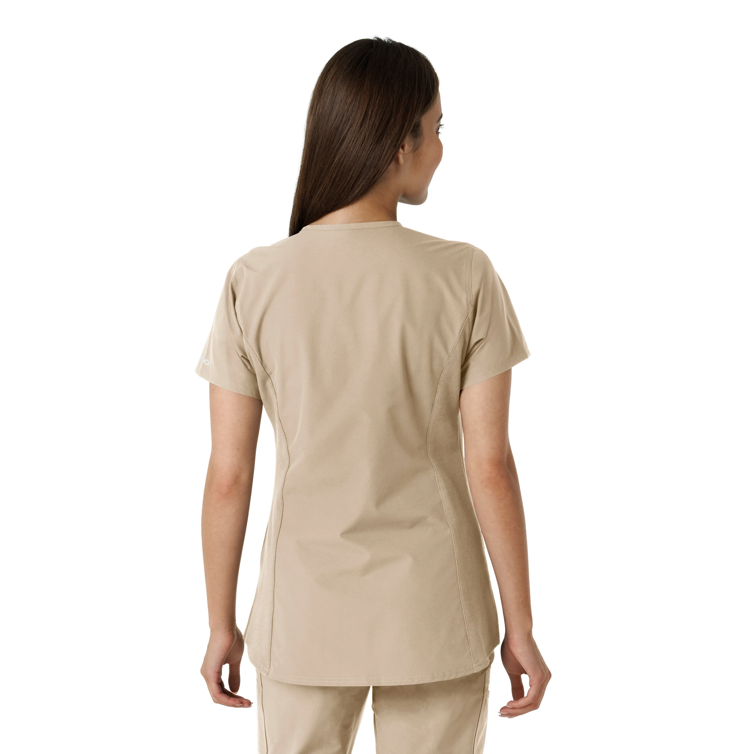 Carhartt Force Essentials Women's Notch Neck Tunic Knit Panel Scrub Top - Khaki - Image 2