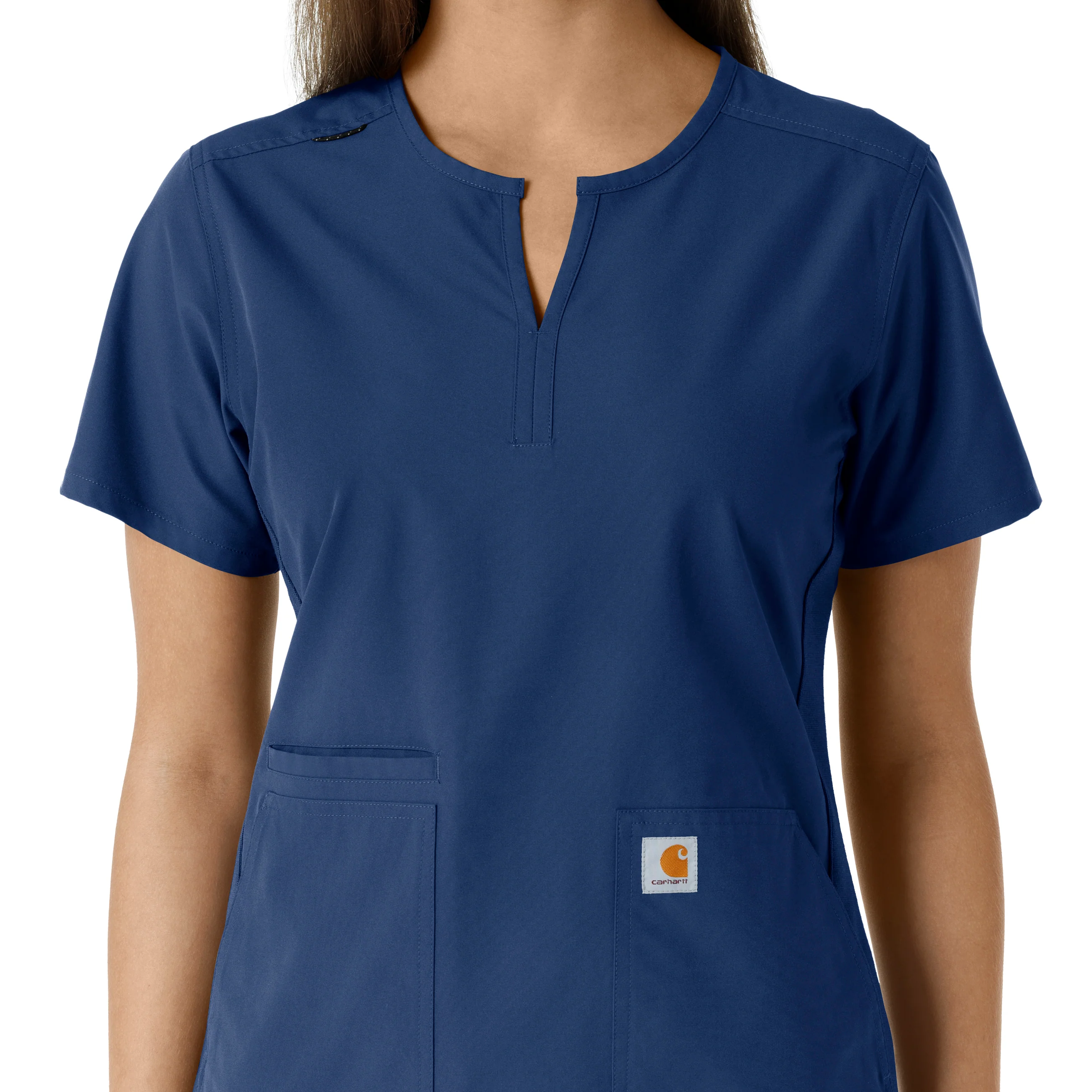 Carhartt Force Essentials Women's Notch Neck Tunic Knit Panel Scrub Top - Navy - Image 5
