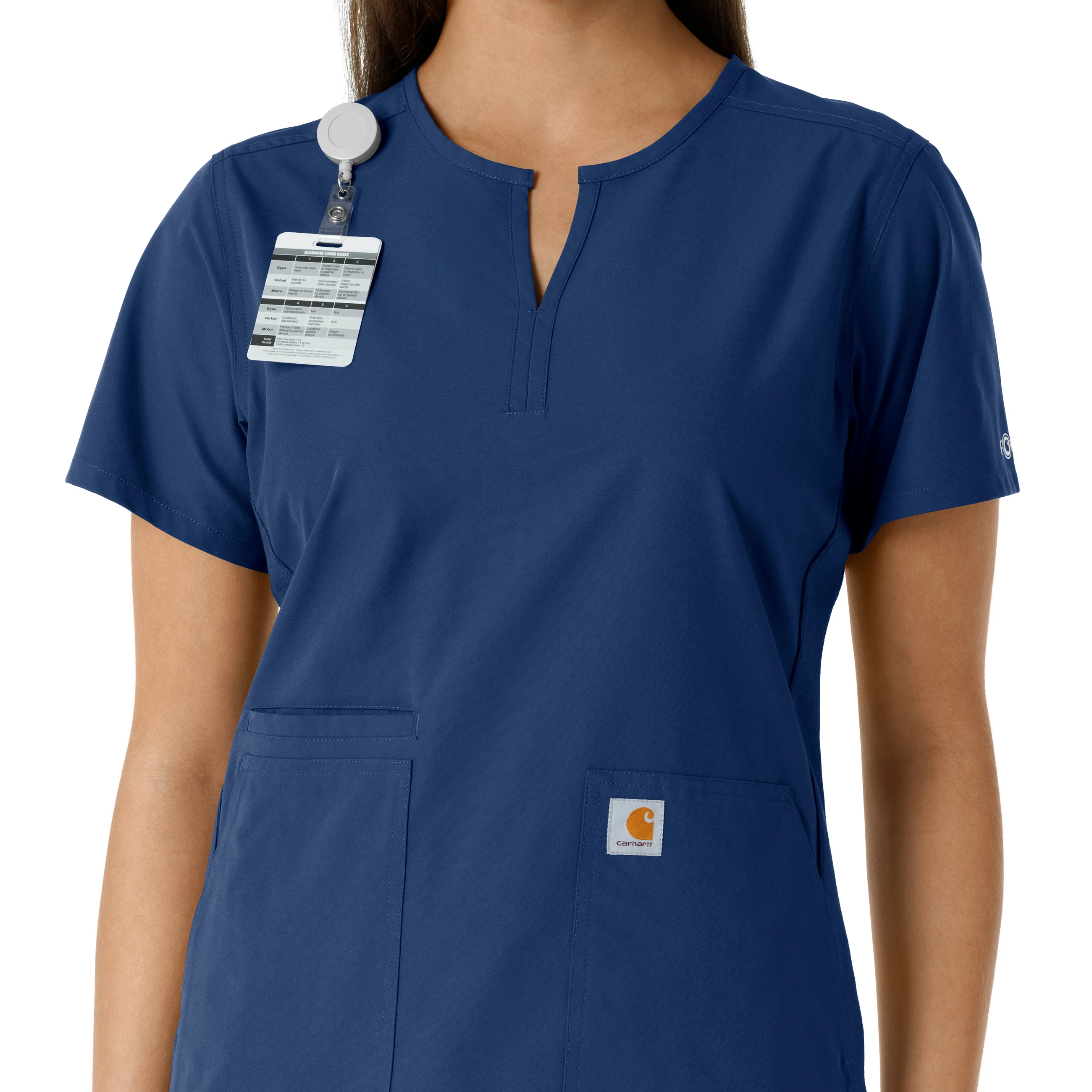 Carhartt Force Essentials Women's Notch Neck Tunic Knit Panel Scrub Top - Navy - Image 6