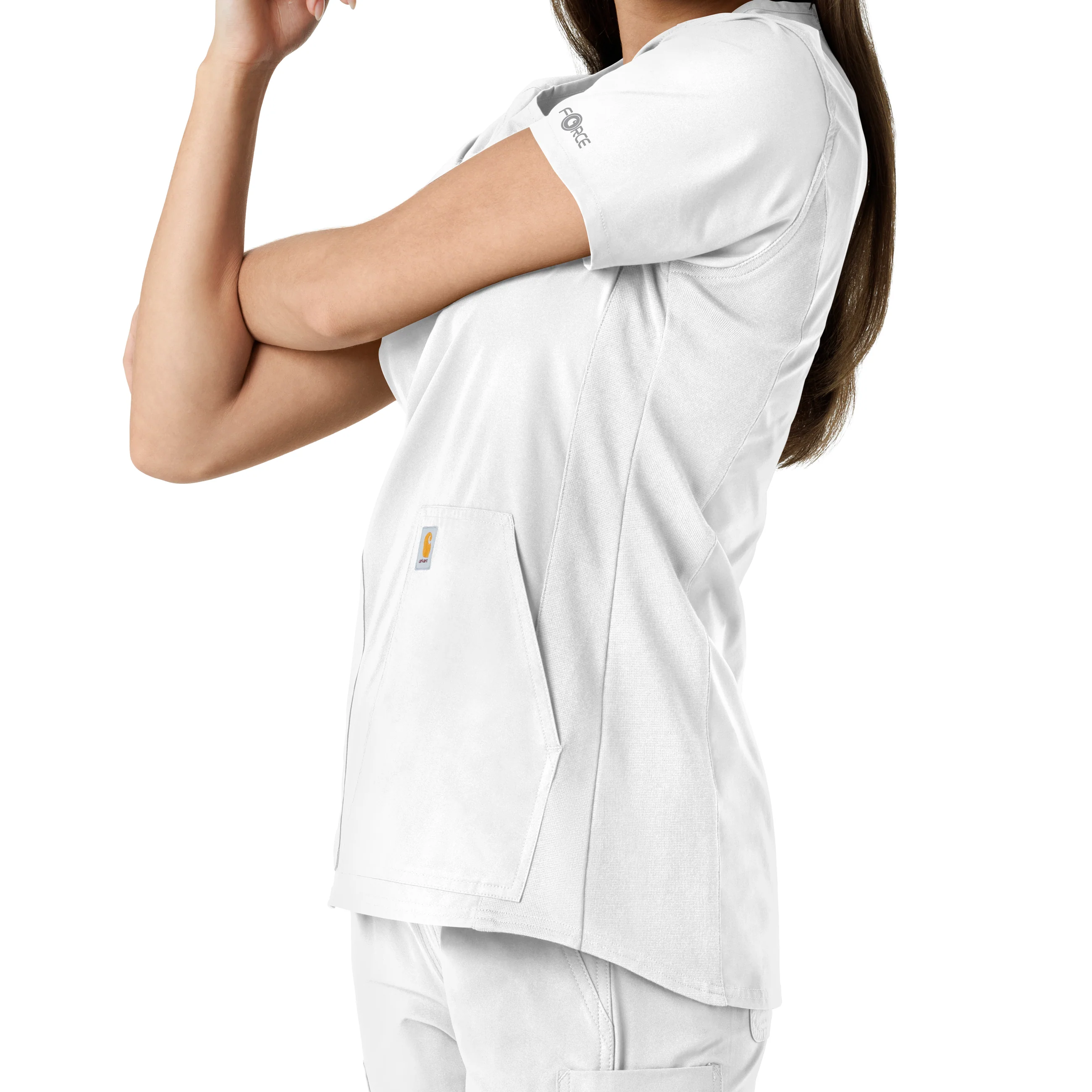 Carhartt Force Essentials Women's Notch Neck Tunic Knit Panel Scrub Top - White - Image 10