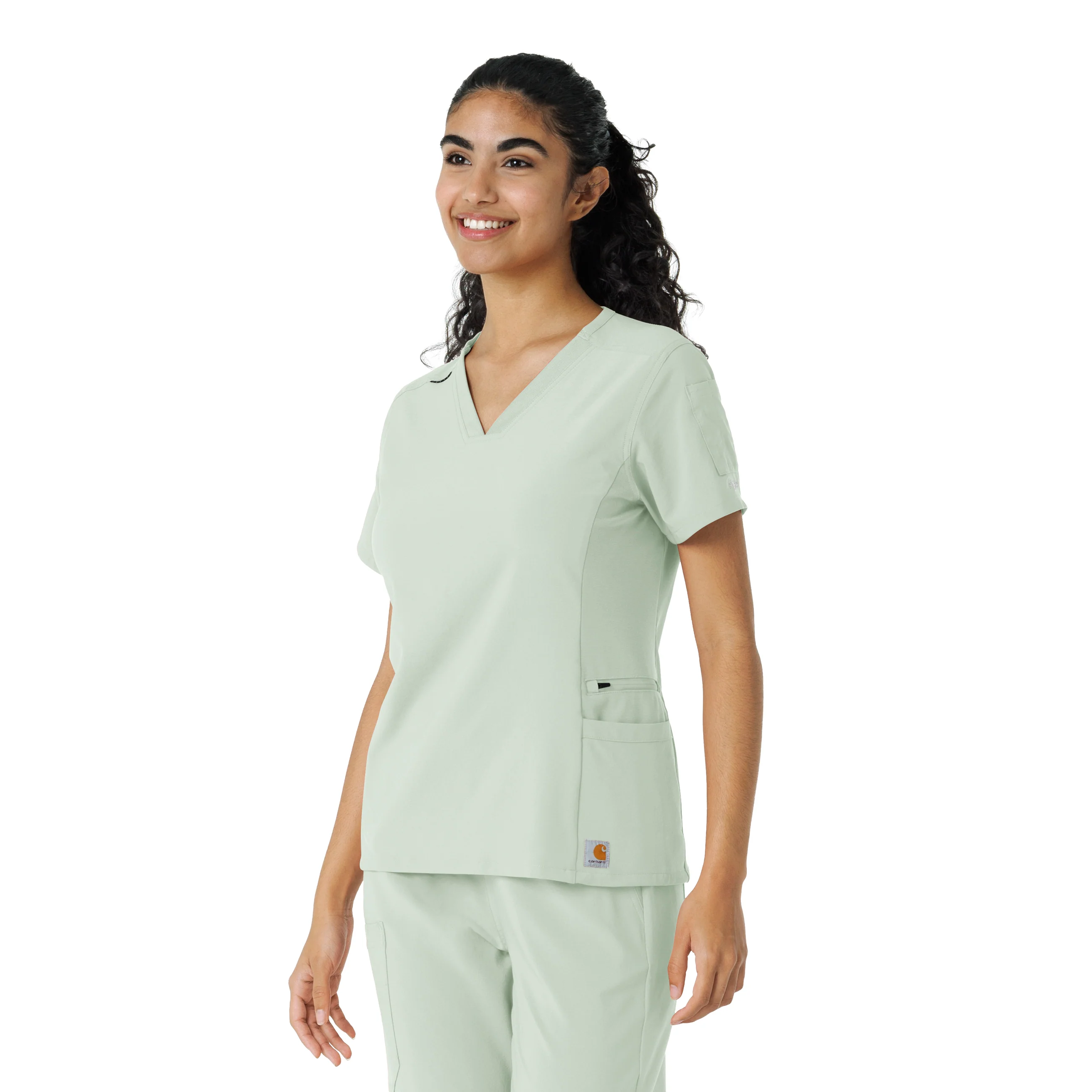 Carhartt Force Cross-Flex Women's Knit Panel Scrub Top - Big Sky - Image 4