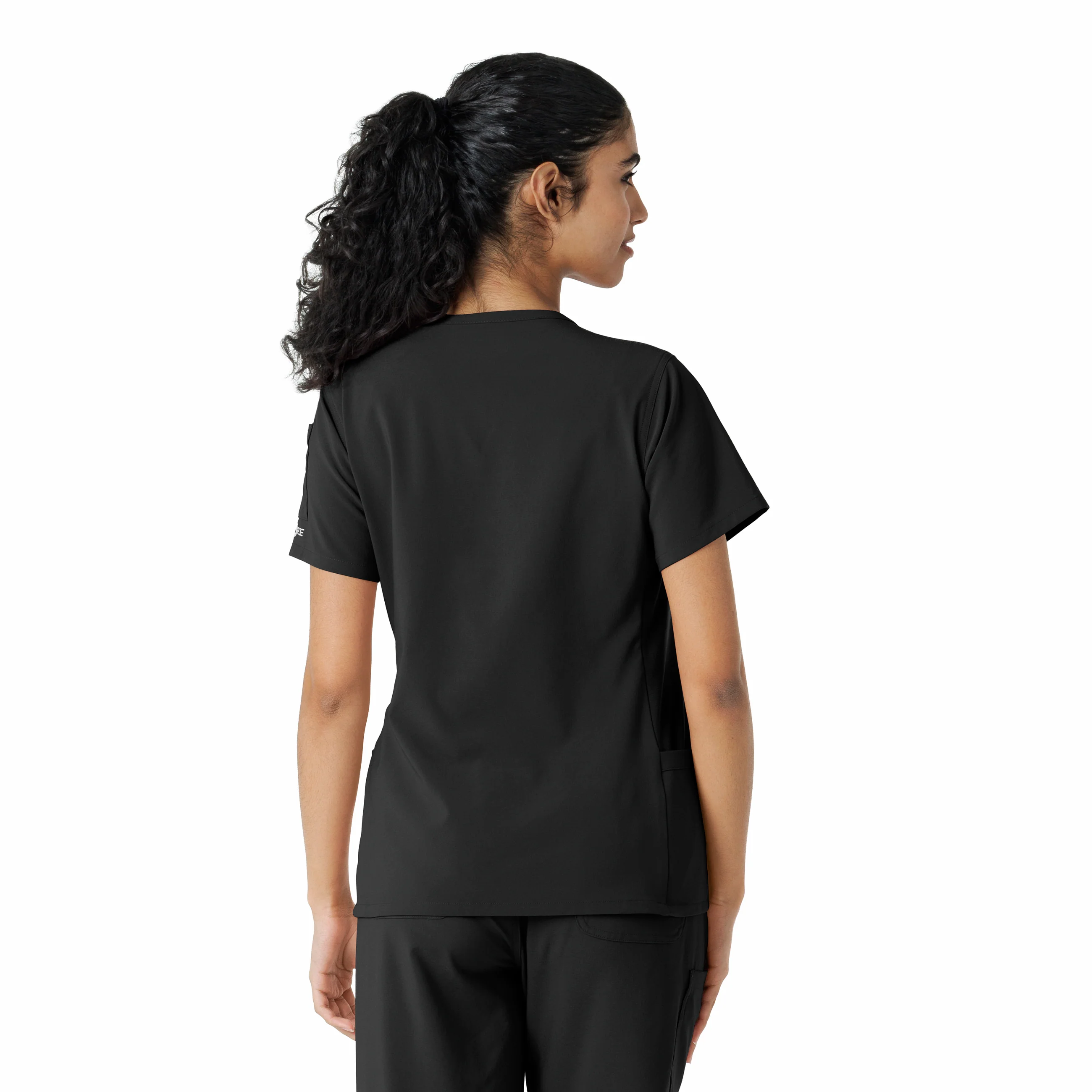 Carhartt Force Cross-Flex Women's Knit Panel Scrub Top - Black - Image 2