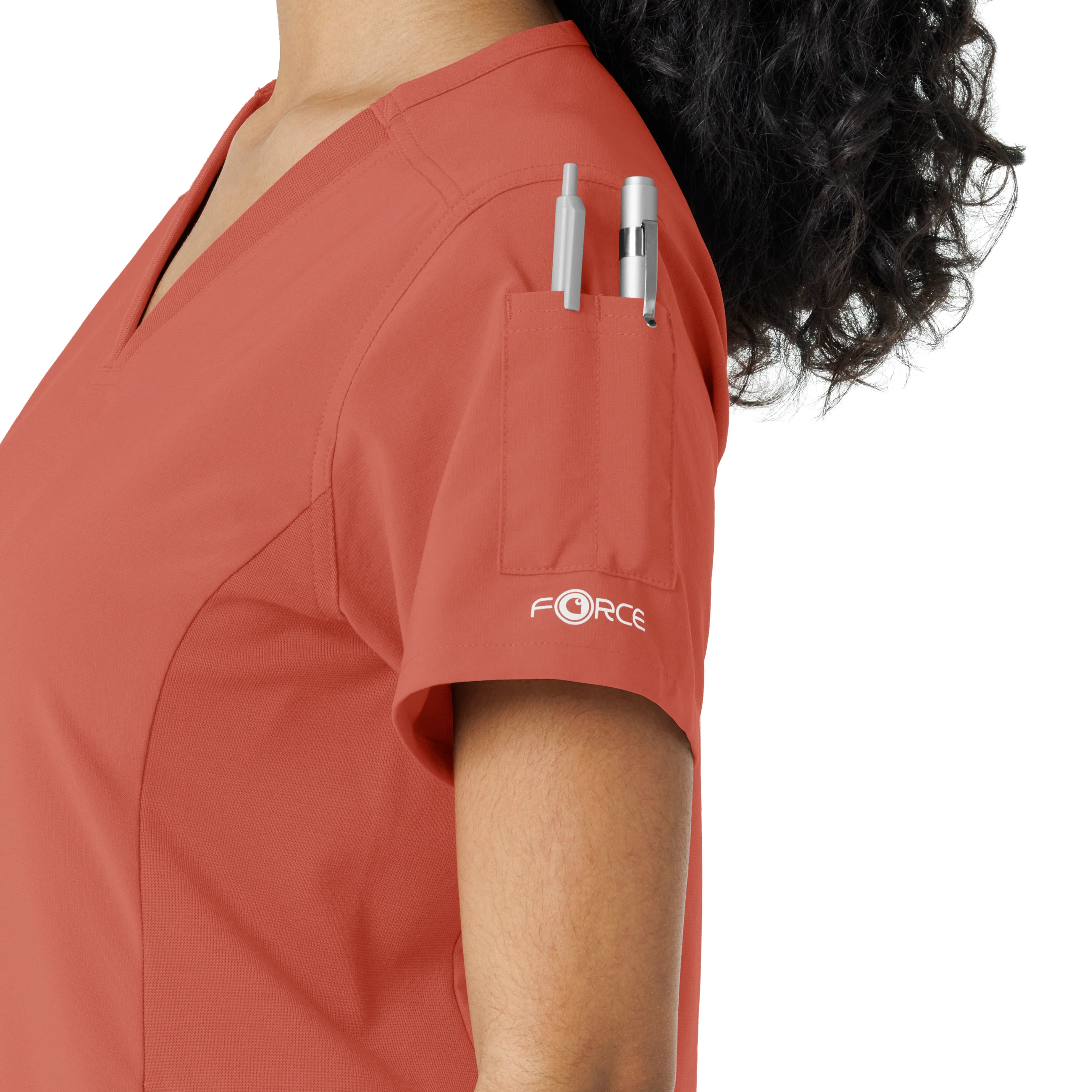 Carhartt Force Cross-Flex Women's Knit Panel Scrub Top - Dusty Cedar - Image 7
