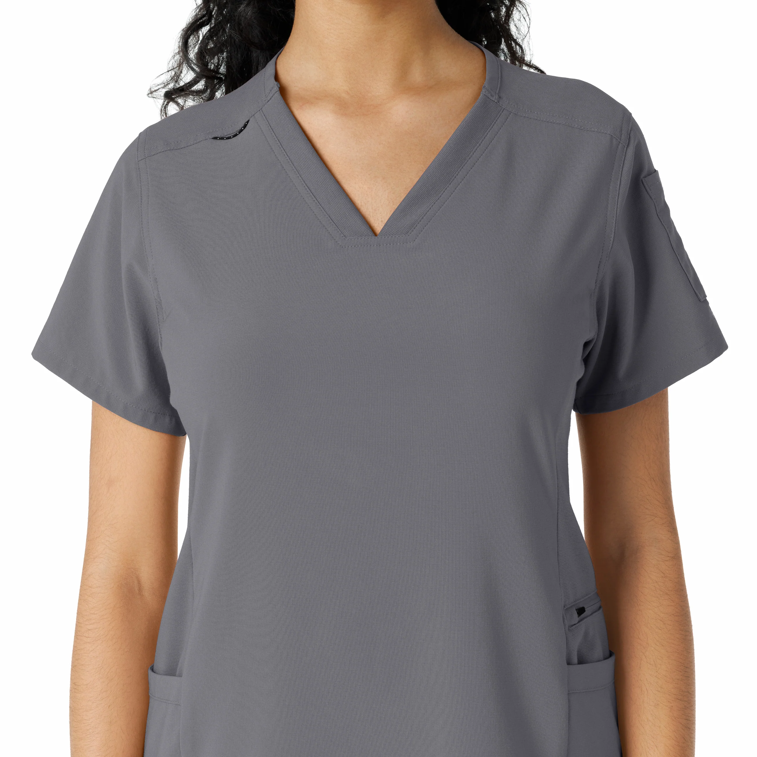 Carhartt Force Cross-Flex Women's Knit Panel Scrub Top - Pewter - Image 5