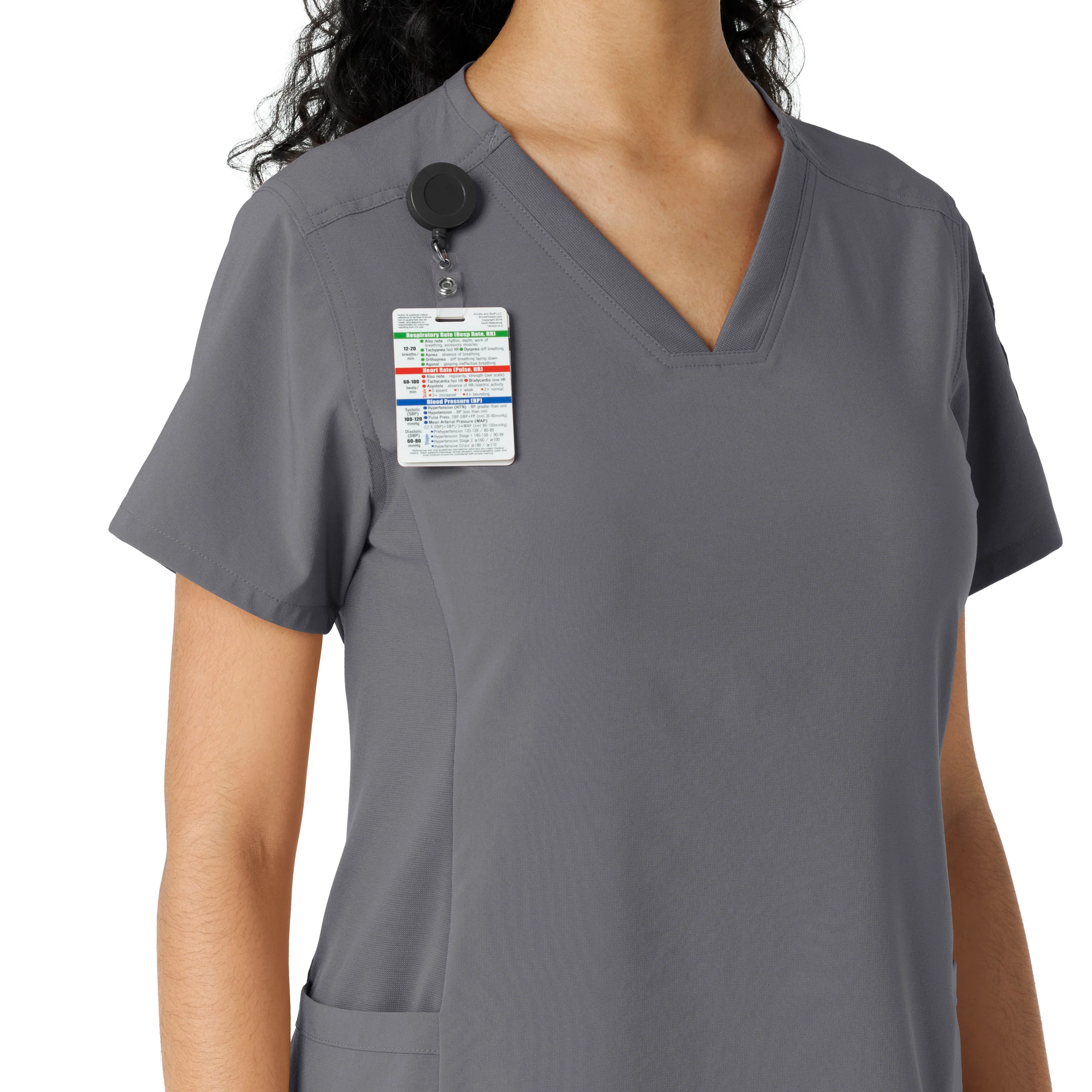 Carhartt Force Cross-Flex Women's Knit Panel Scrub Top - Pewter - Image 6