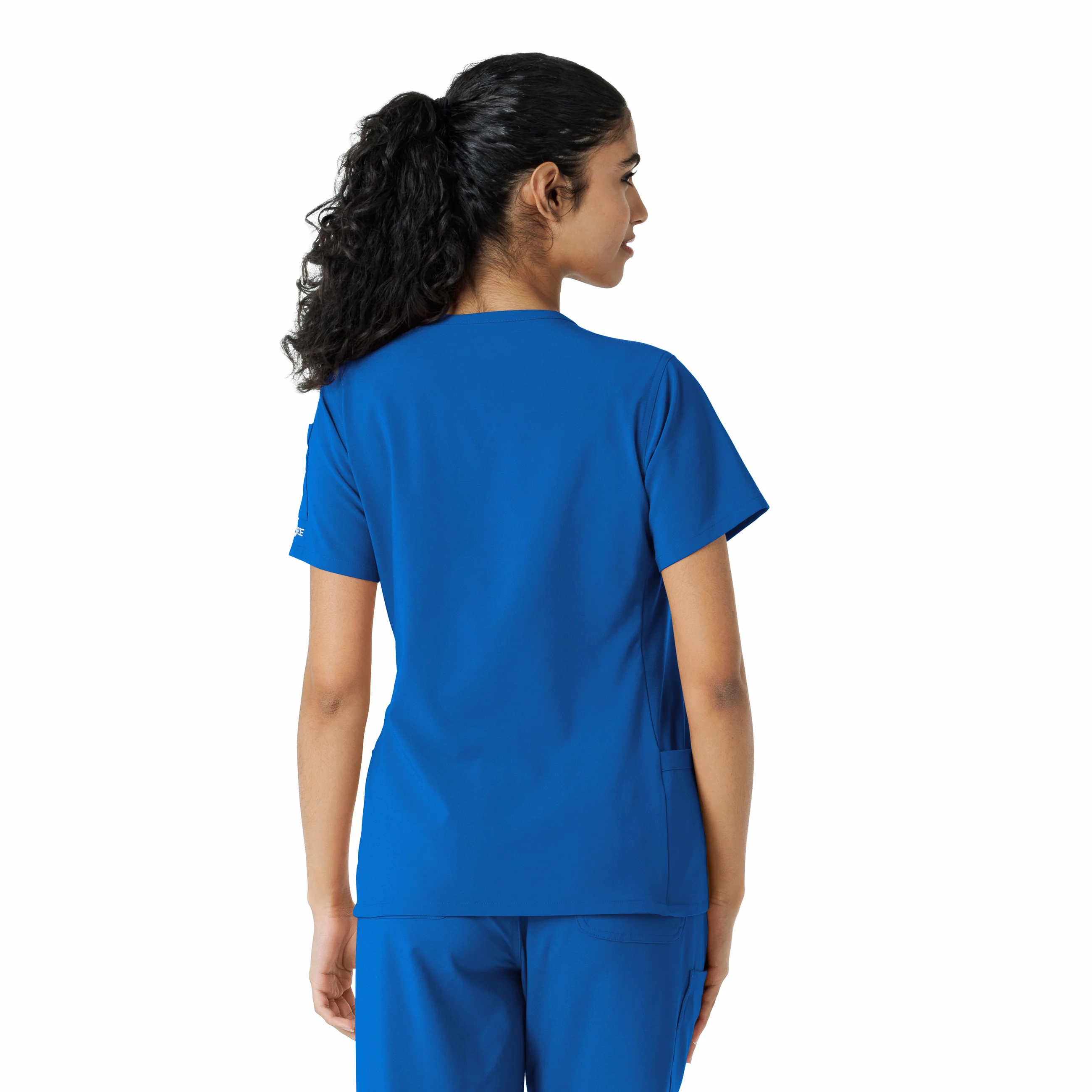 Carhartt Force Cross-Flex Women's Knit Panel Scrub Top - Royal - Image 2