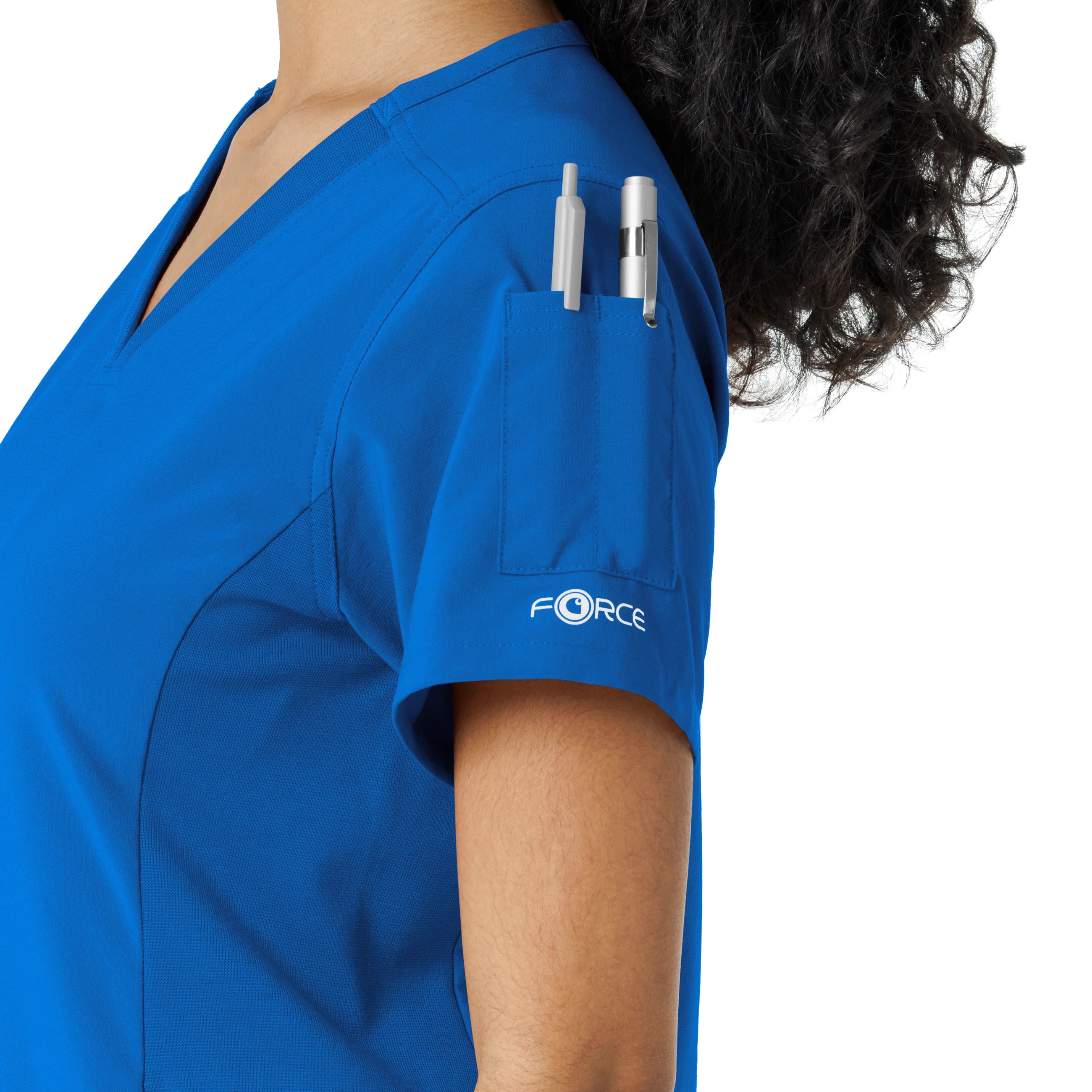 Carhartt Force Cross-Flex Women's Knit Panel Scrub Top - Royal - Image 7