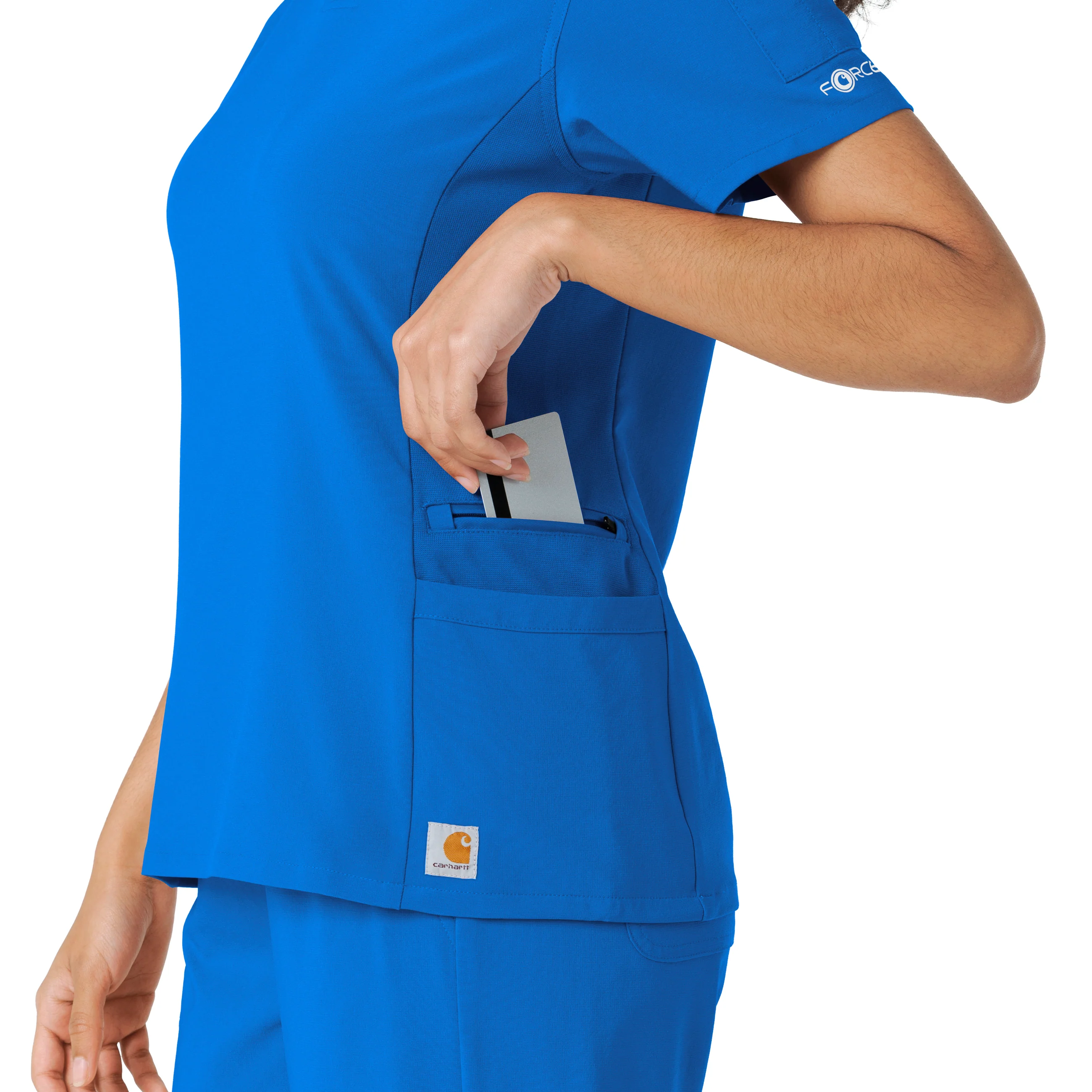 Carhartt Force Cross-Flex Women's Knit Panel Scrub Top - Royal - Image 8