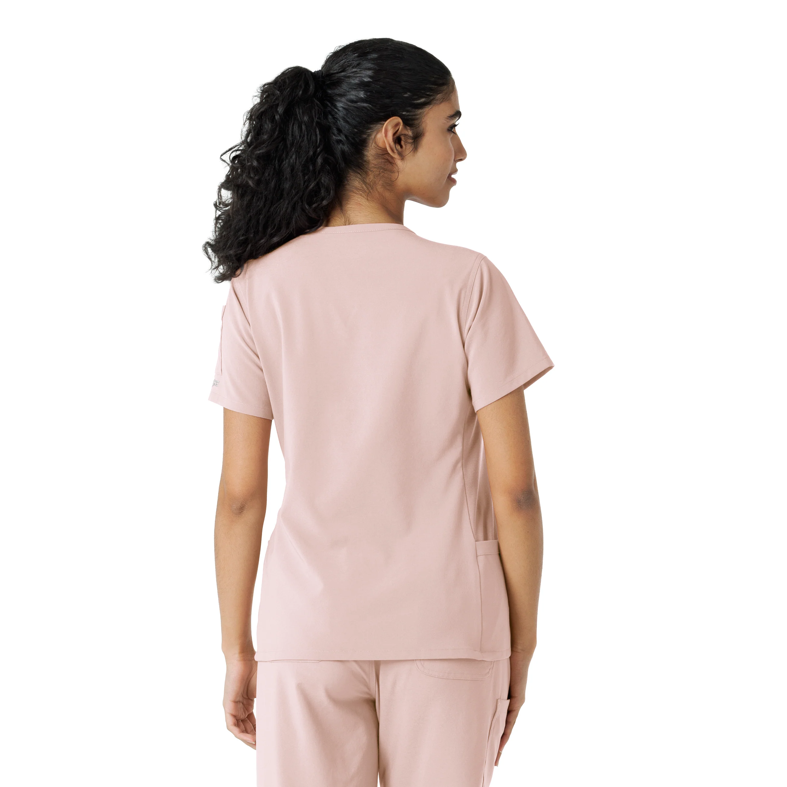 Carhartt Force Cross-Flex Women's Knit Panel Scrub Top - Soft Rose - Image 2