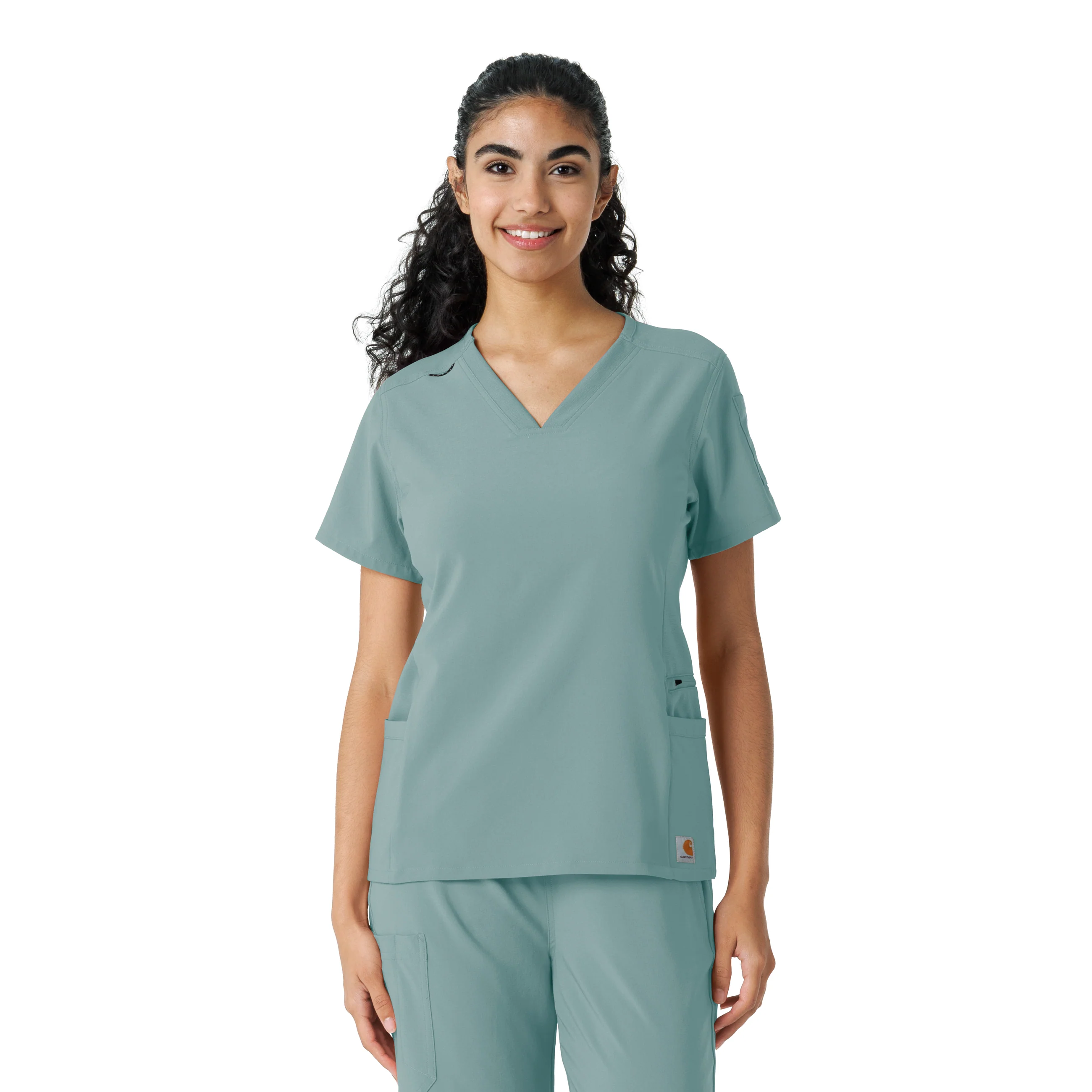 Carhartt Force Cross-Flex Women's Knit Panel Scrub Top - Summer Blue