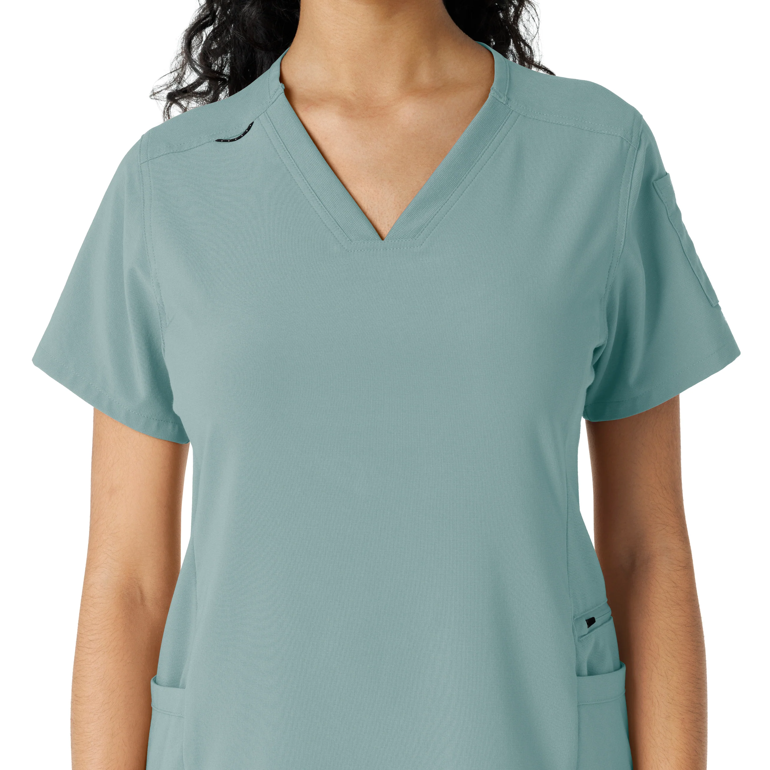 Carhartt Force Cross-Flex Women's Knit Panel Scrub Top - Summer Blue - Image 5