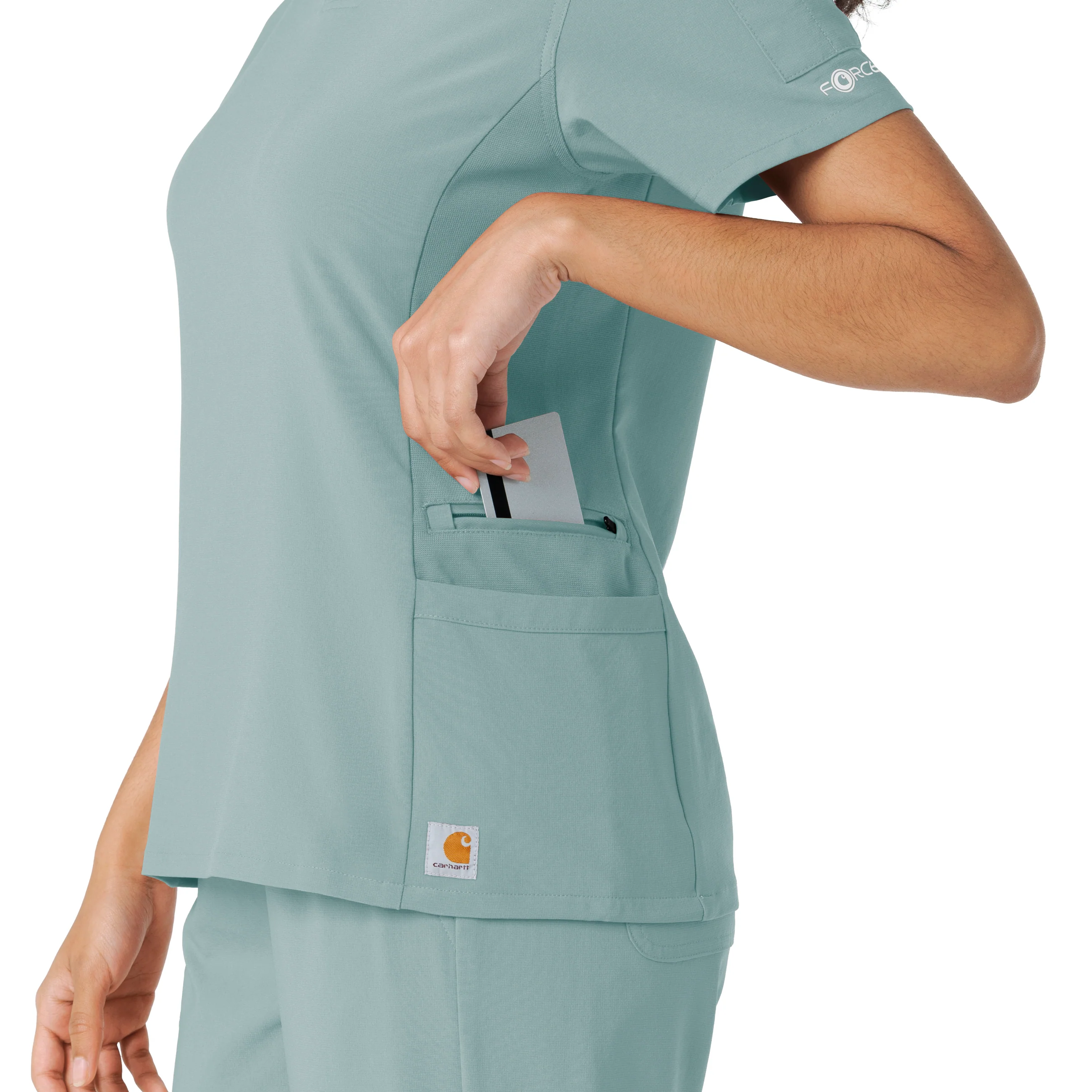Carhartt Force Cross-Flex Women's Knit Panel Scrub Top - Summer Blue - Image 8