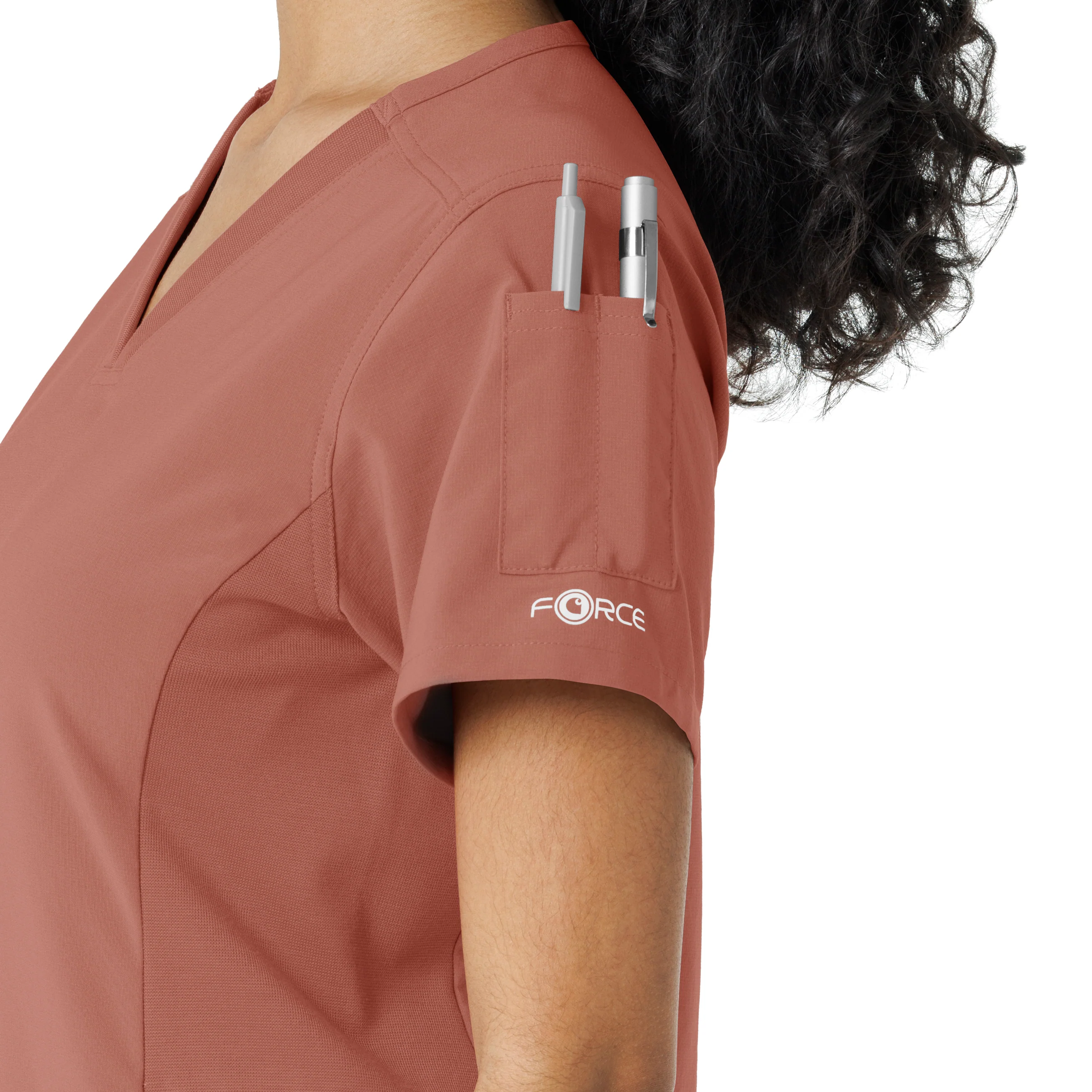 Carhartt Force Cross-Flex Women's Knit Panel Scrub Top - Wildrose - Image 7