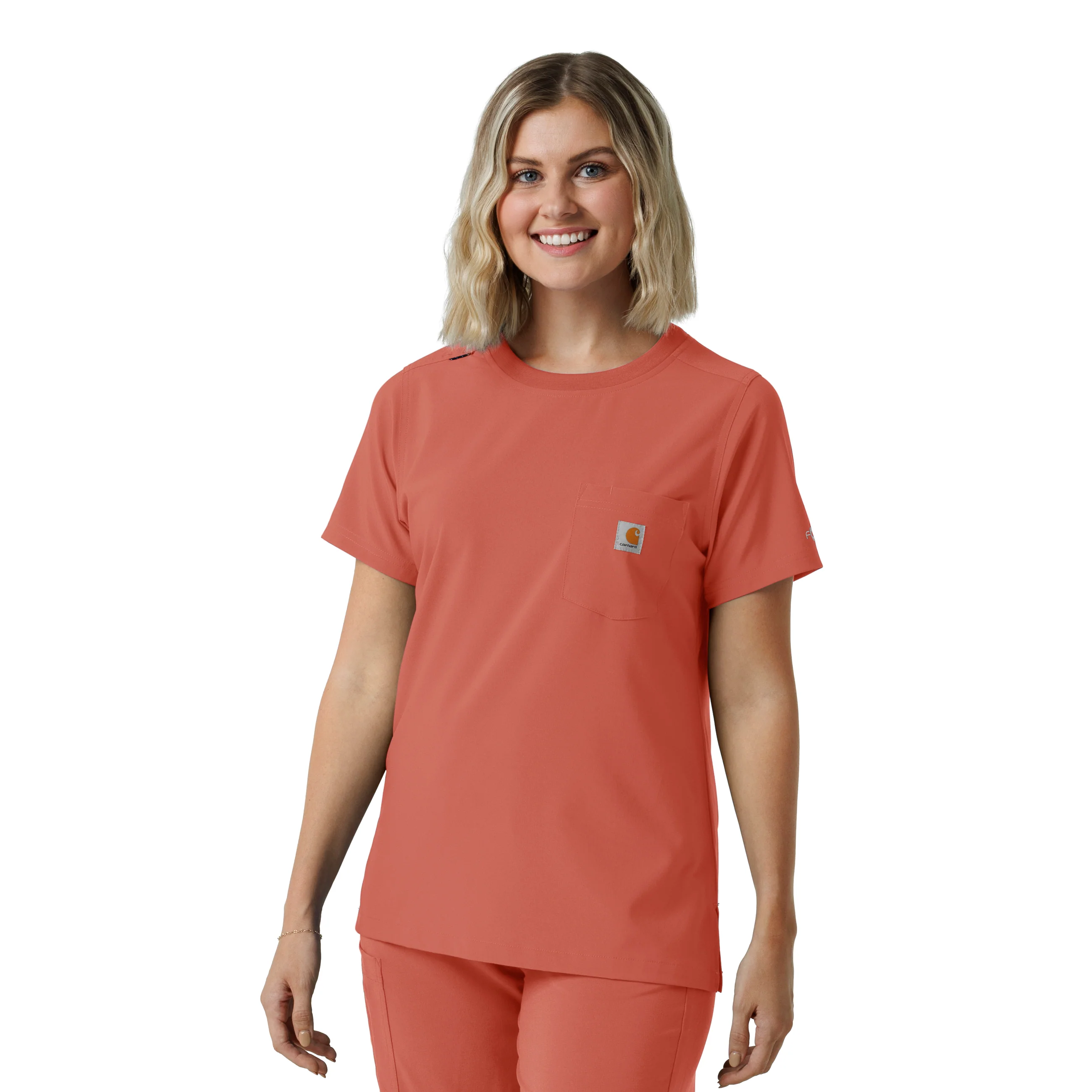 Carhartt Force Cross-Flex Women's Crew Neck Scrub Top - Dusty Cedar