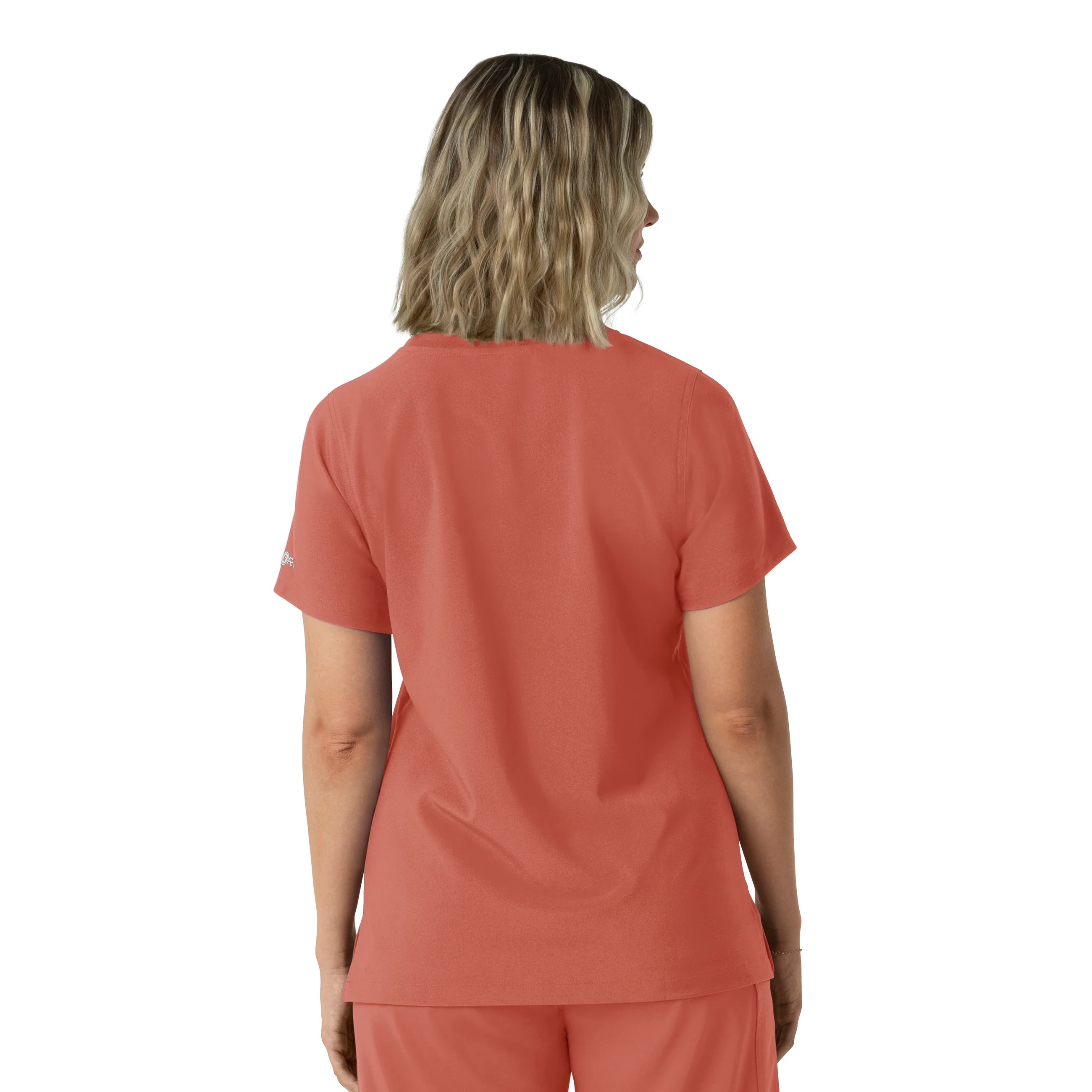 Carhartt Force Cross-Flex Women's Crew Neck Scrub Top - Dusty Cedar - Image 2