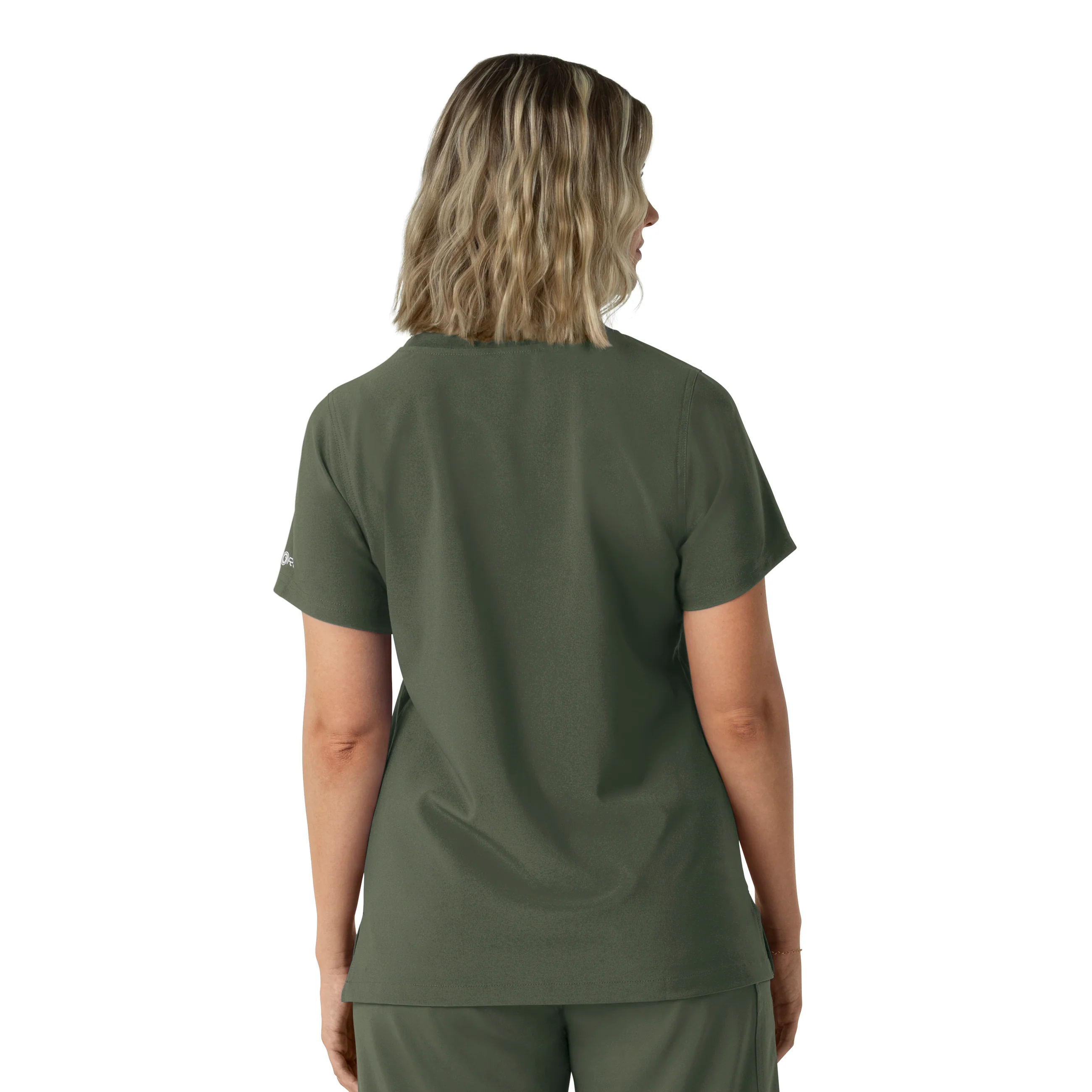 Carhartt Force Cross-Flex Women's Crew Neck Scrub Top - Olive - Image 2